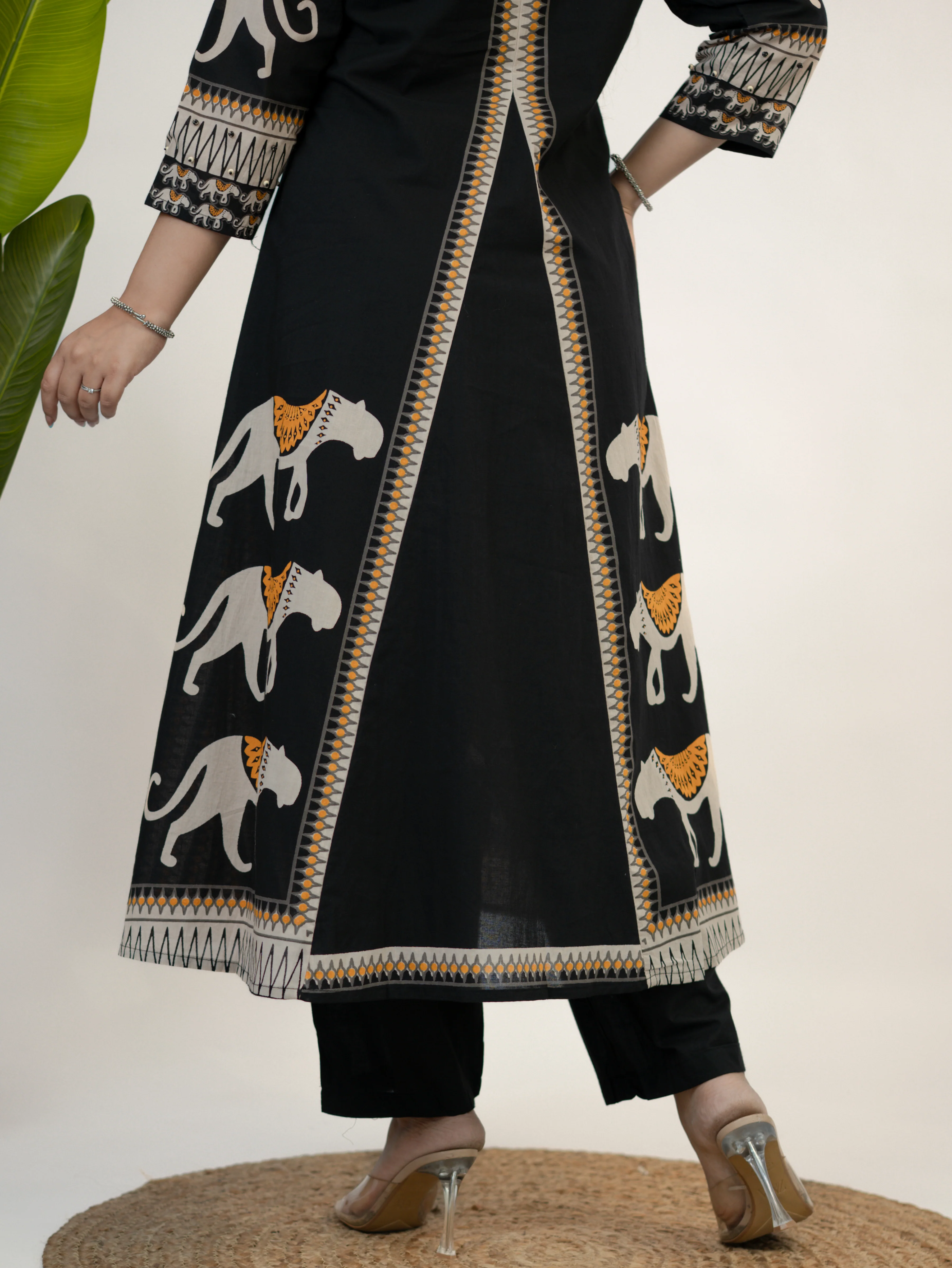 Kiara Black Tribal Bagh Cotton BeadWork Kurta Set - Image 10