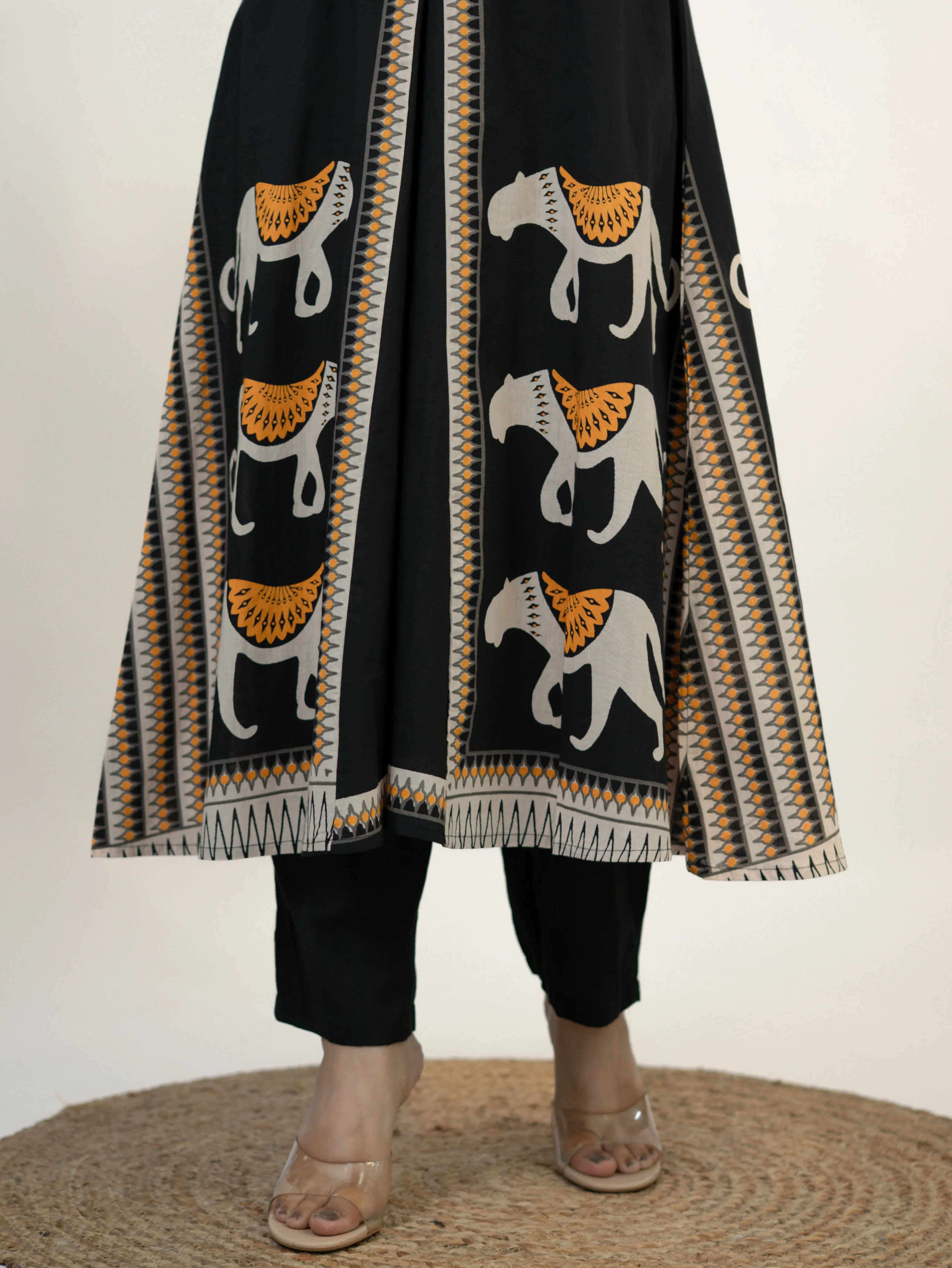 Kiara Black Tribal Bagh Cotton BeadWork Kurta Set - Image 11