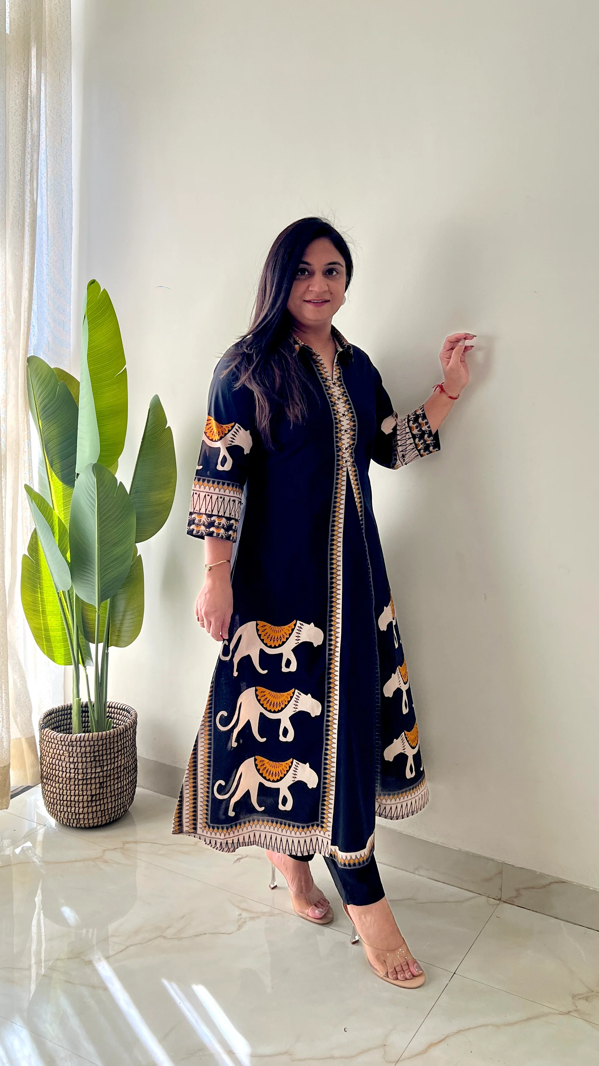 Kiara Black Tribal Bagh Cotton BeadWork Kurta Set - Image 14