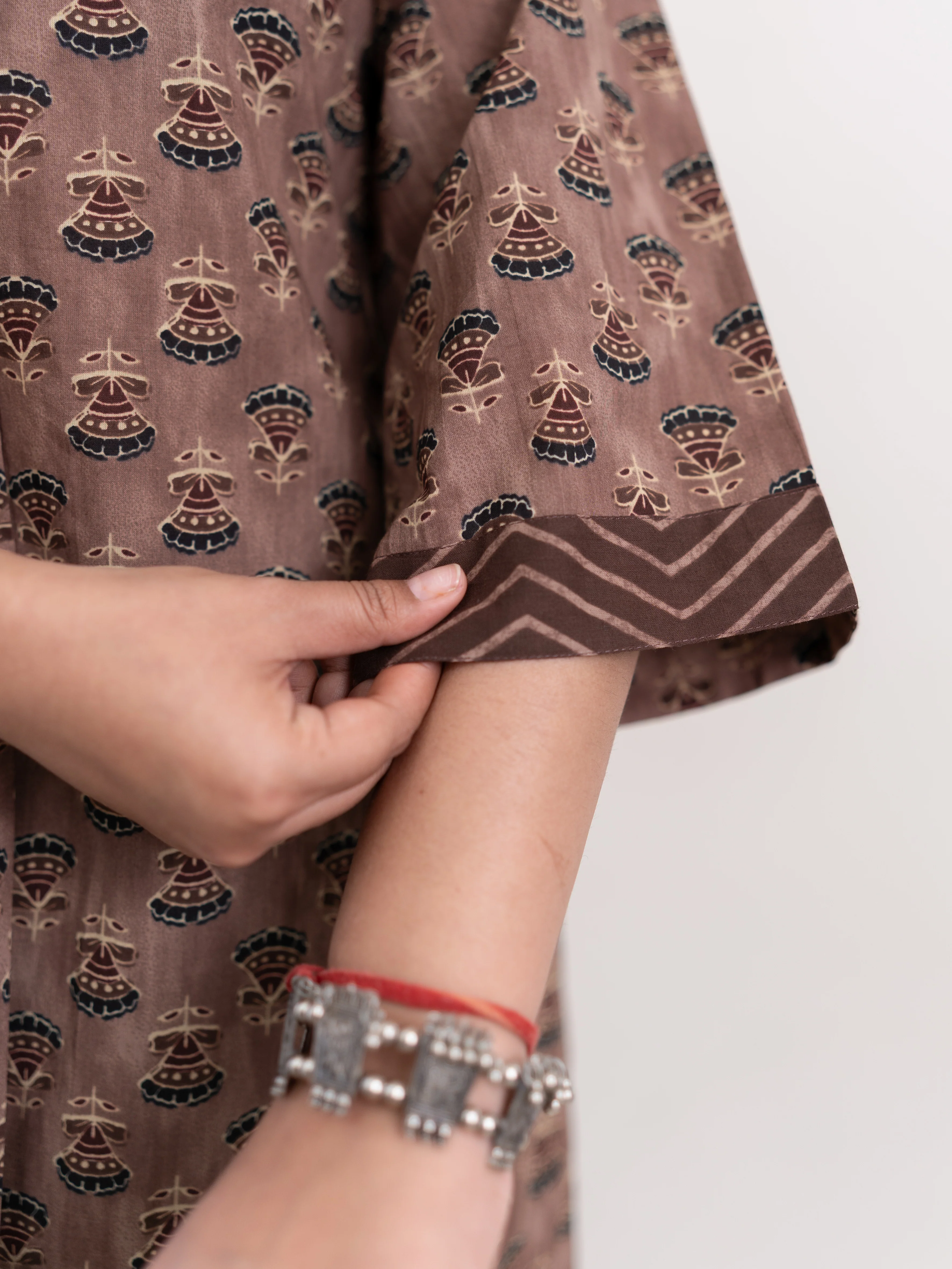 Lavina Brown Cotton A-line Kurta Set - Image 11