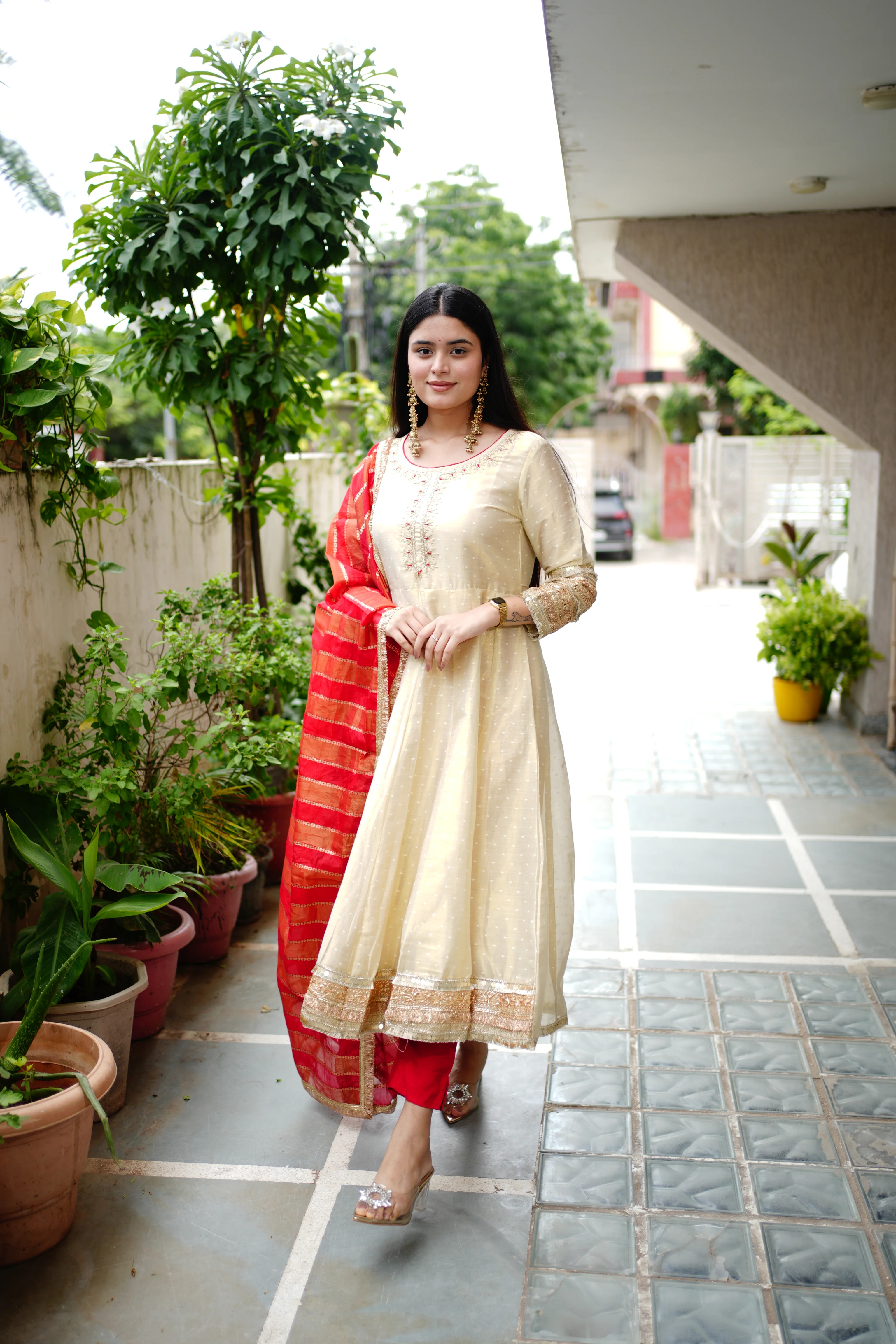 Lavina Flared Chanderi Embroidered Pant Set - Image 7