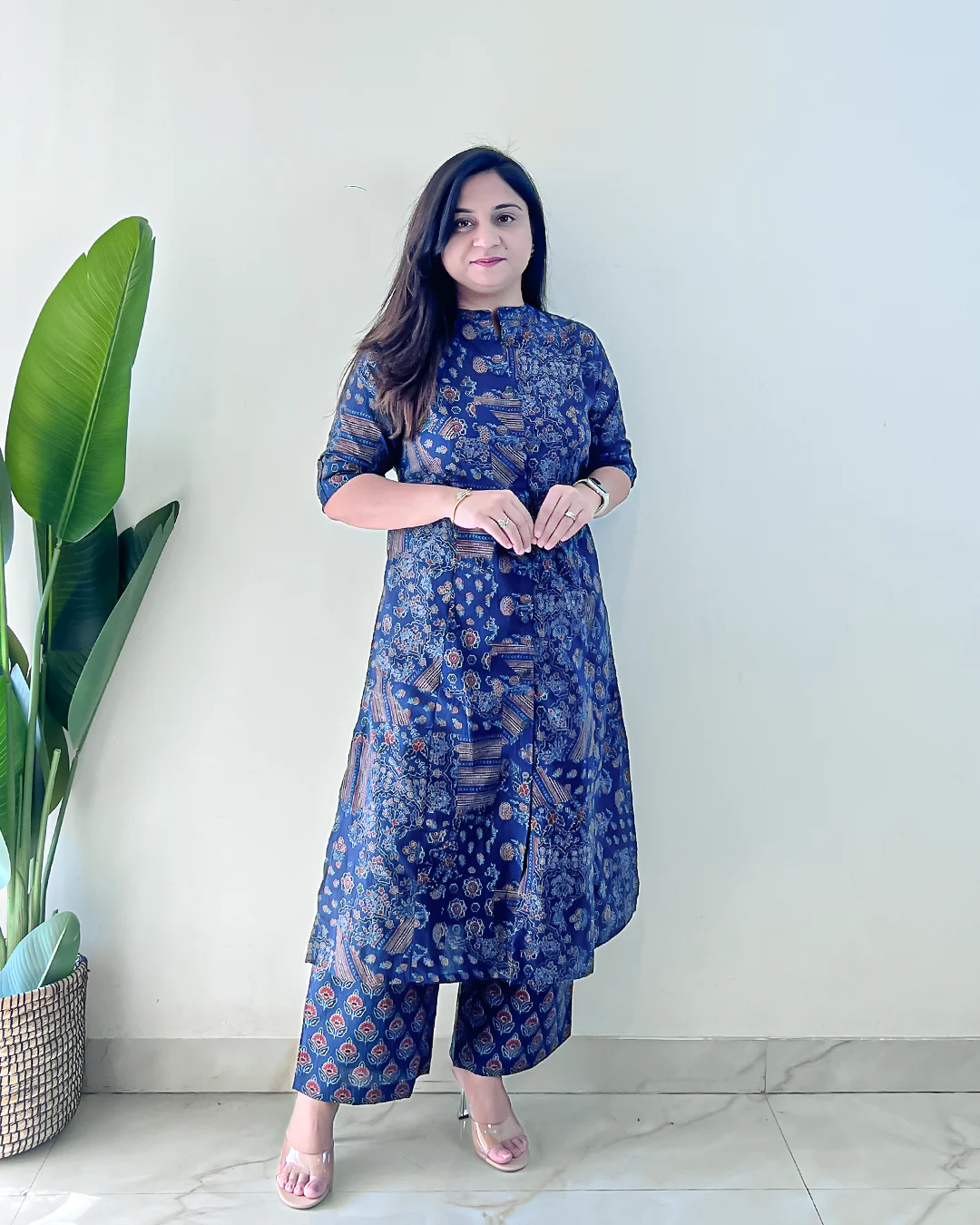 Leena Blue Ajrakh A-line Cotton Coord Set - Image 2