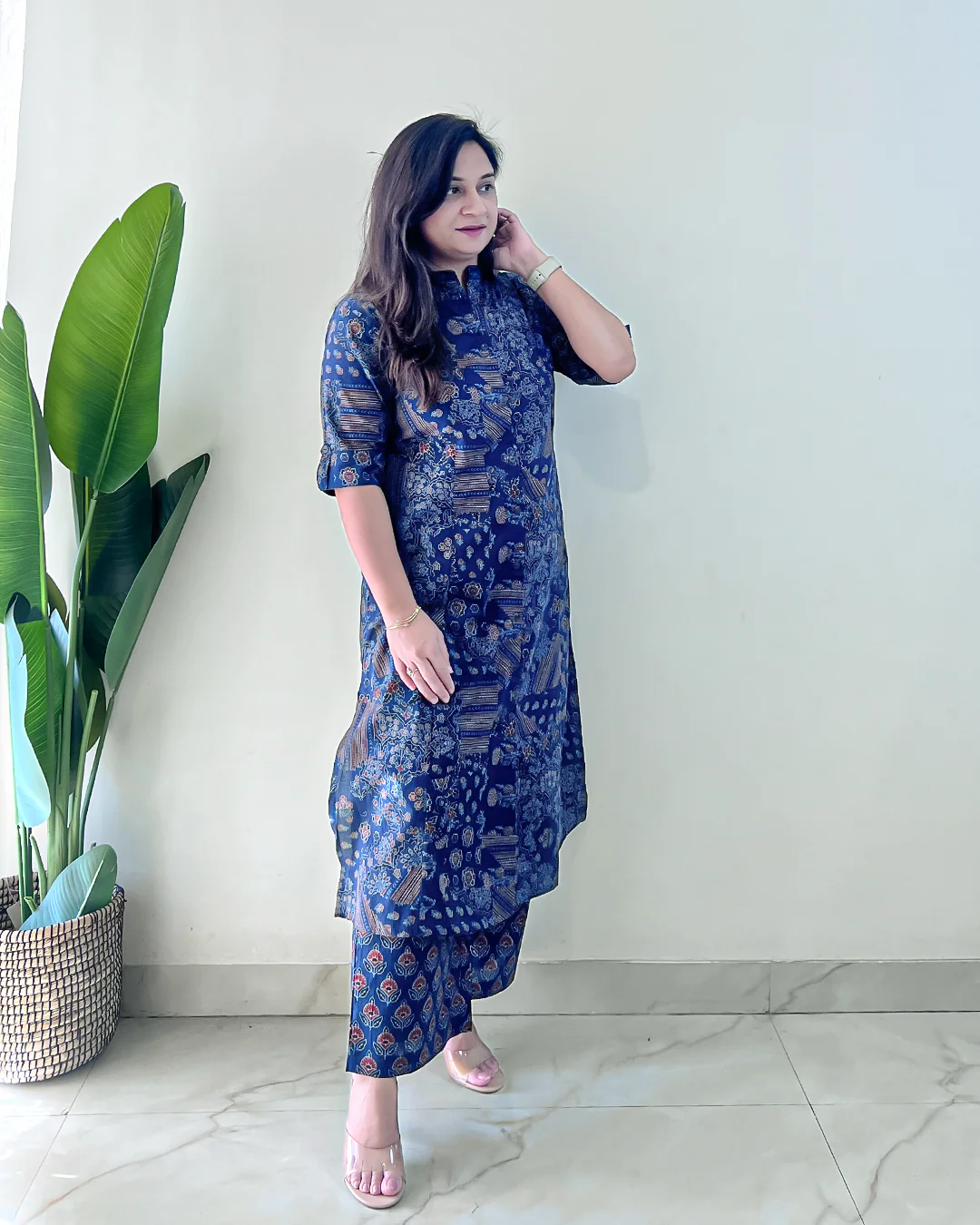 Leena Blue Ajrakh A-line Cotton Coord Set - Image 5