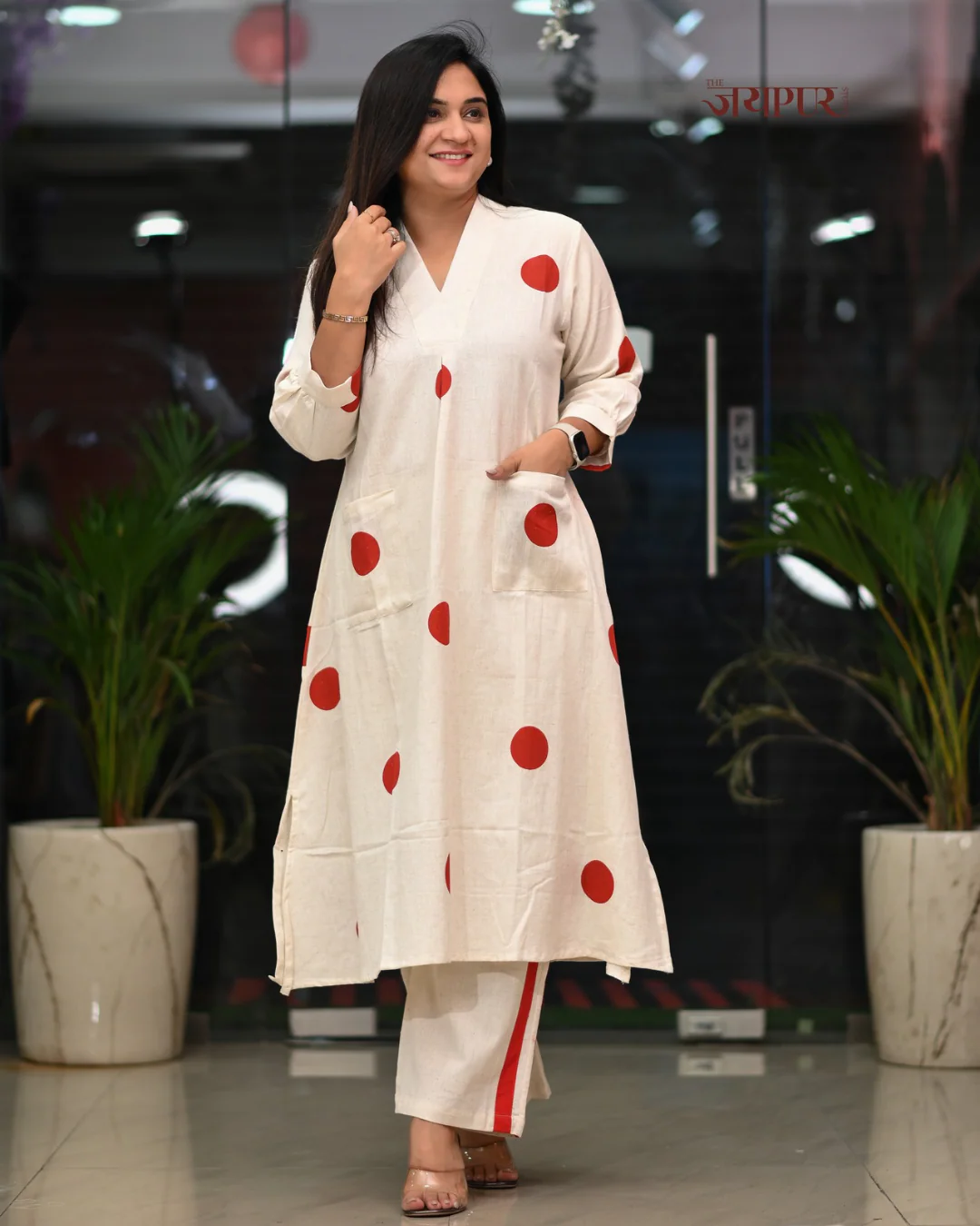 Leena Polka Print Cotton A-line Coord Set - Image 14