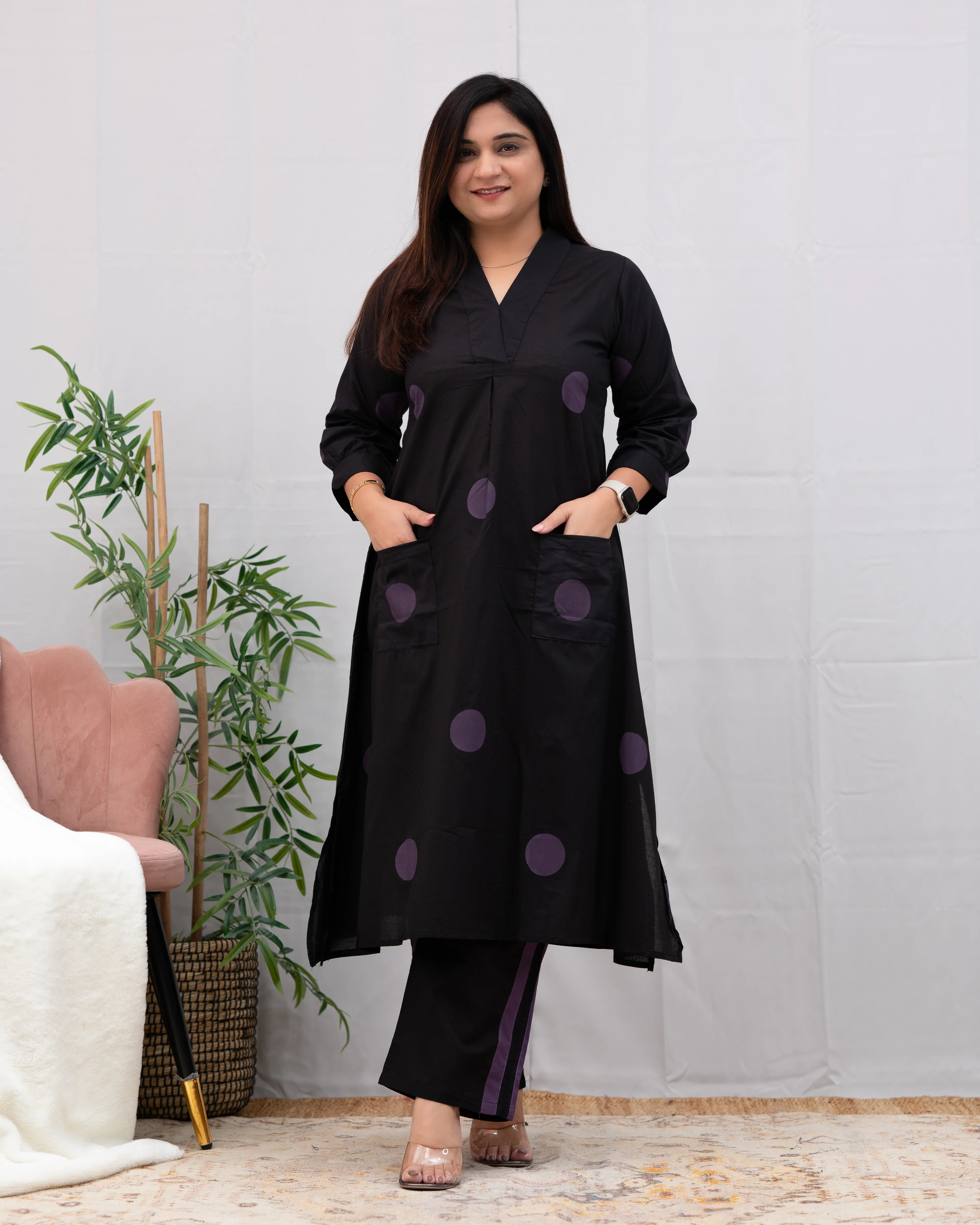 Leena Polka Print Cotton A-line Coord Set - Image 4