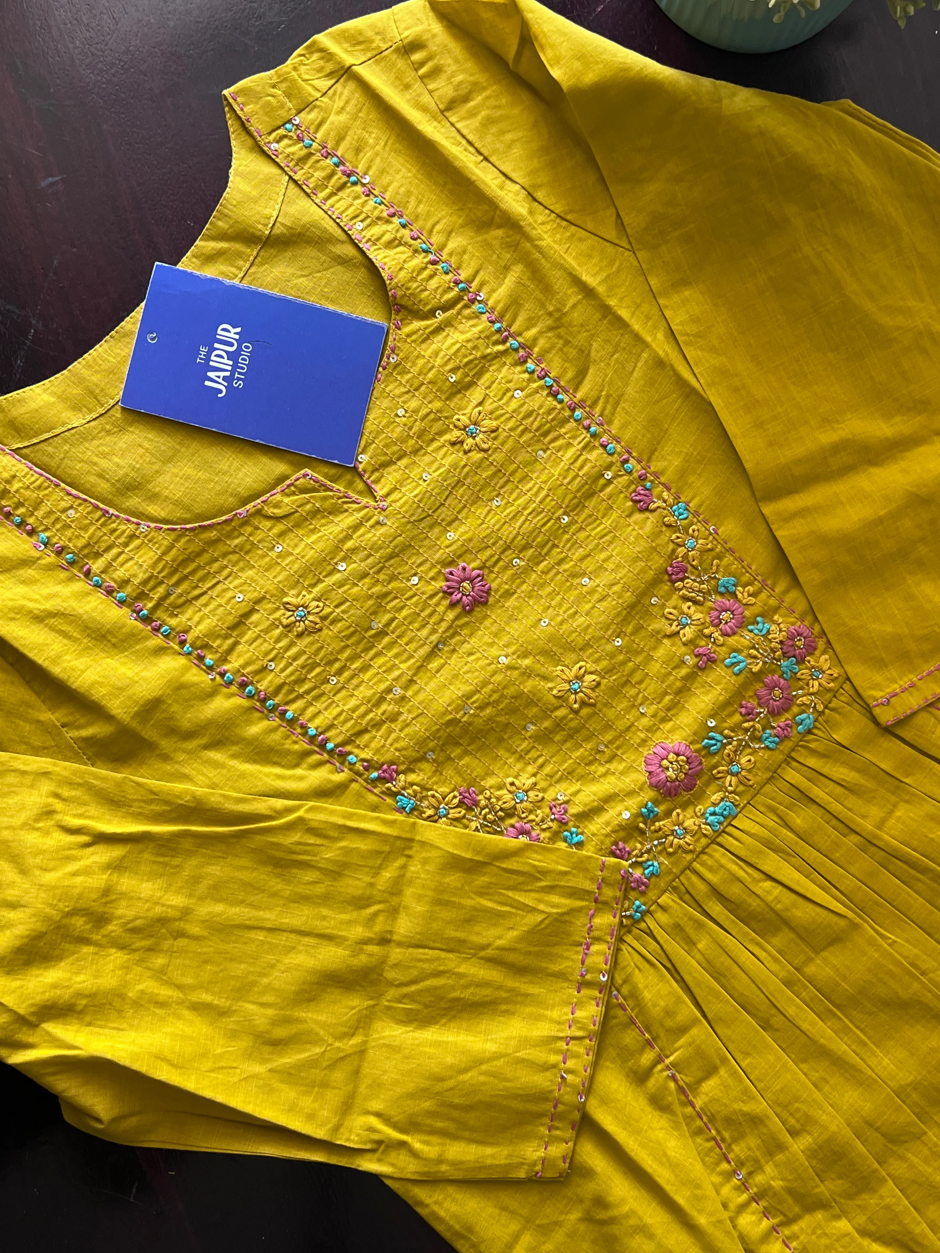 Lina Cotton HandEmbroidered A-line Pant Set - Image 2