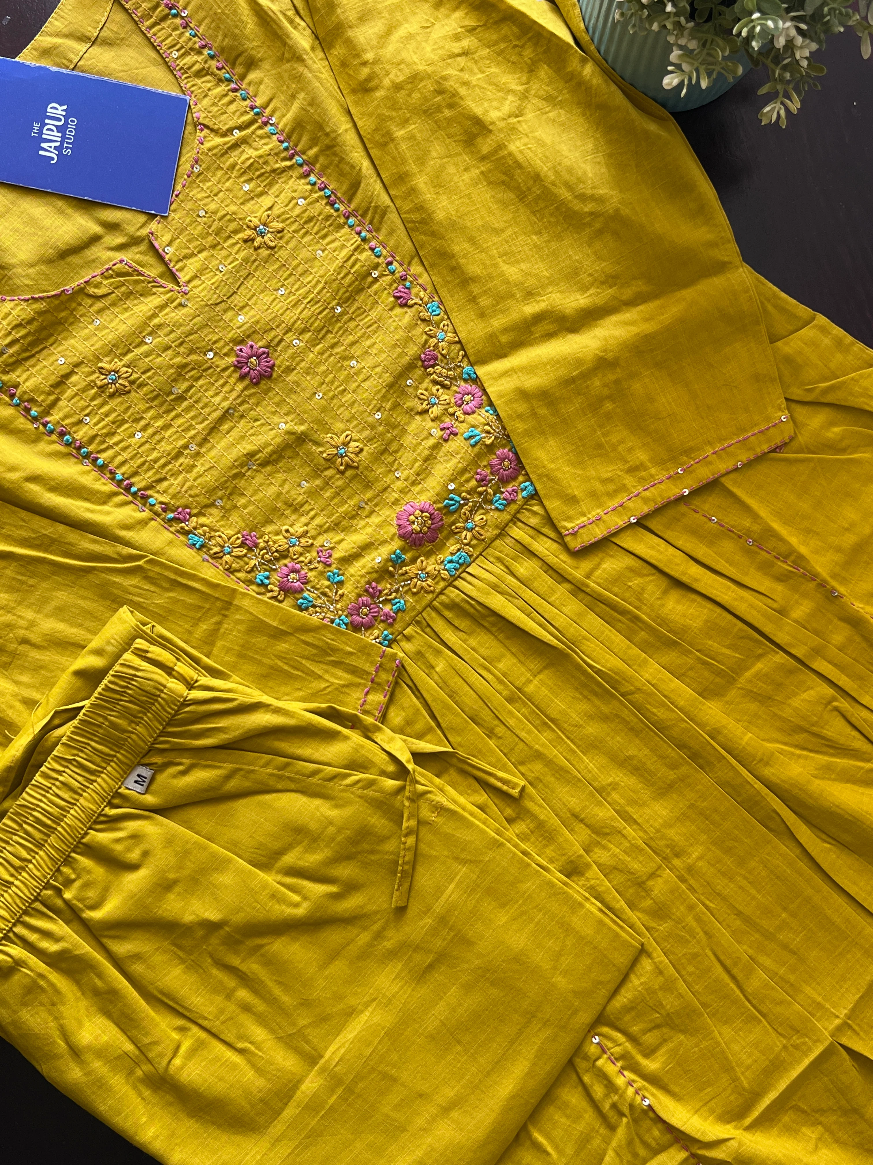 Lina Cotton HandEmbroidered A-line Pant Set - Image 3