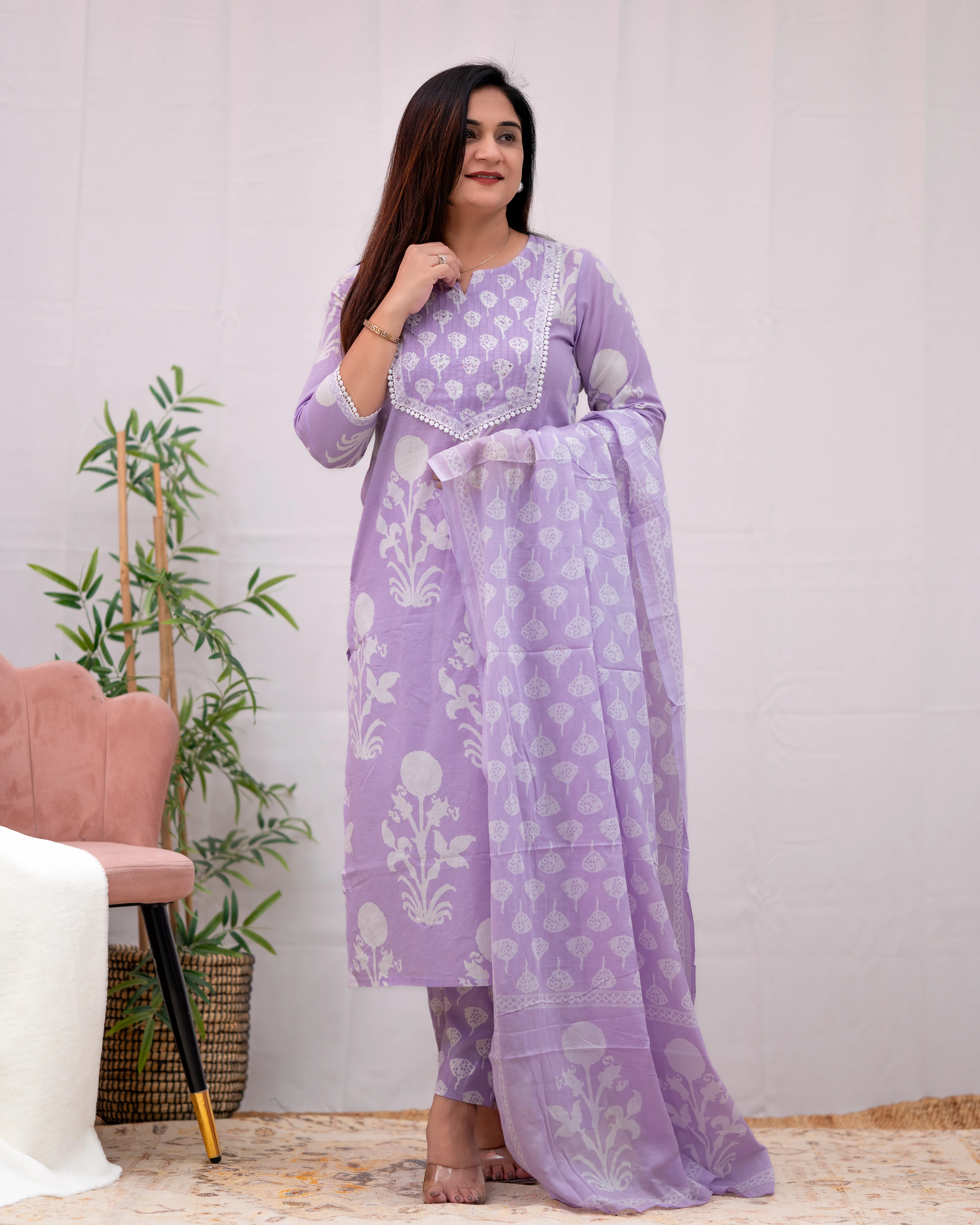 Lisha cotton handblock print Pant Set - Image 4