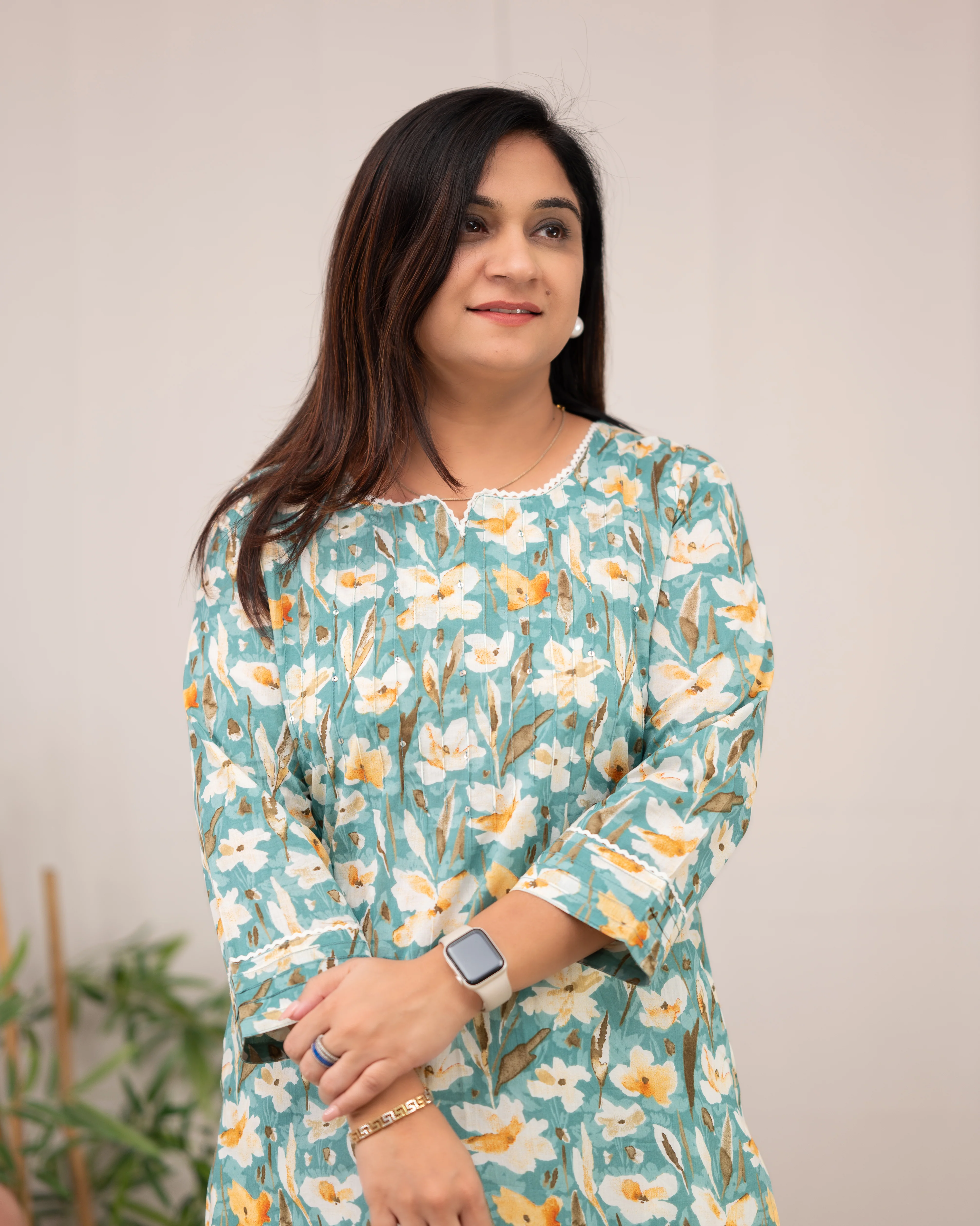 Lisha Floral Cotton Casual Kurta - Image 8