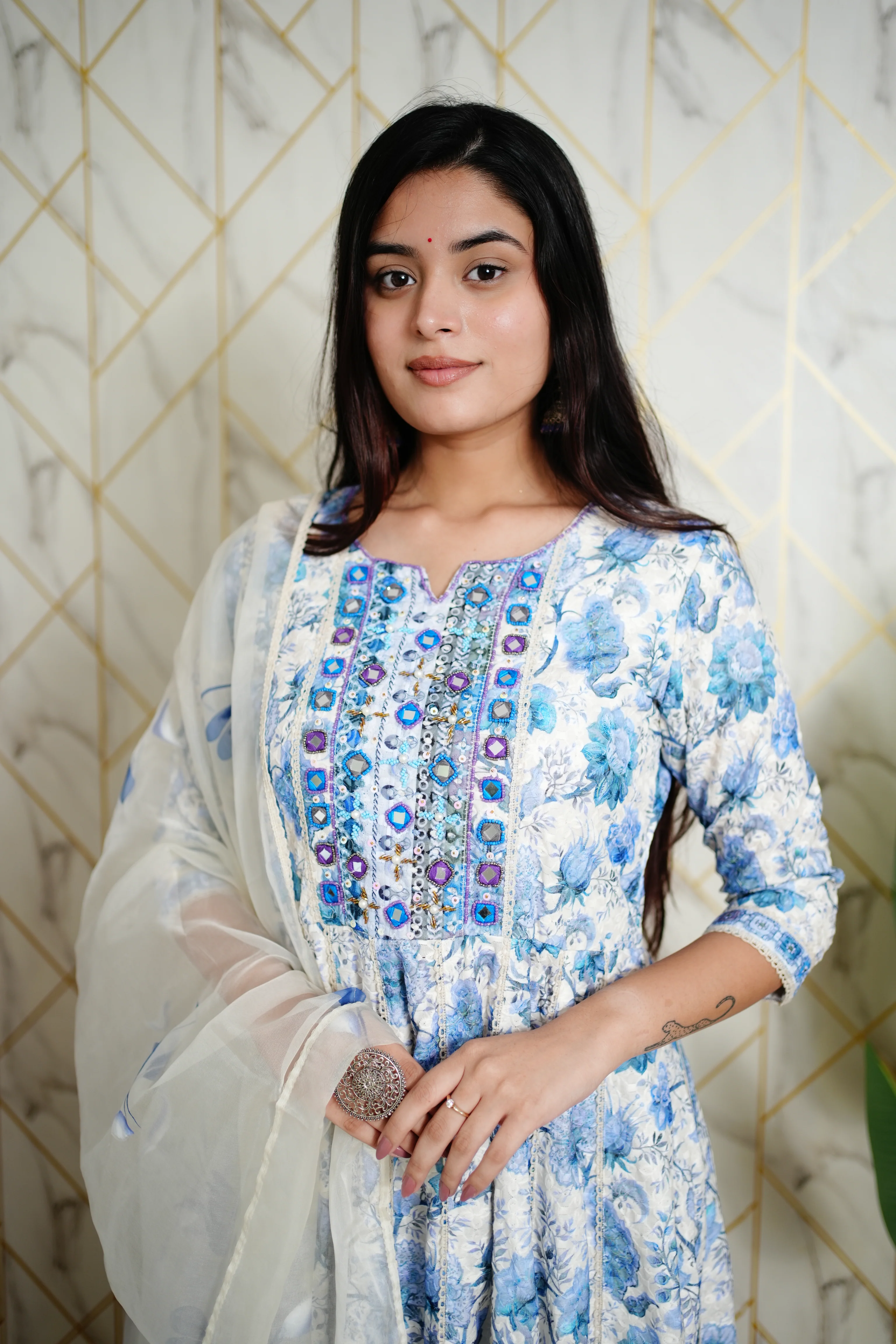 Mahak Cotton Sciffili Embroidered Anarkali Set - Image 6