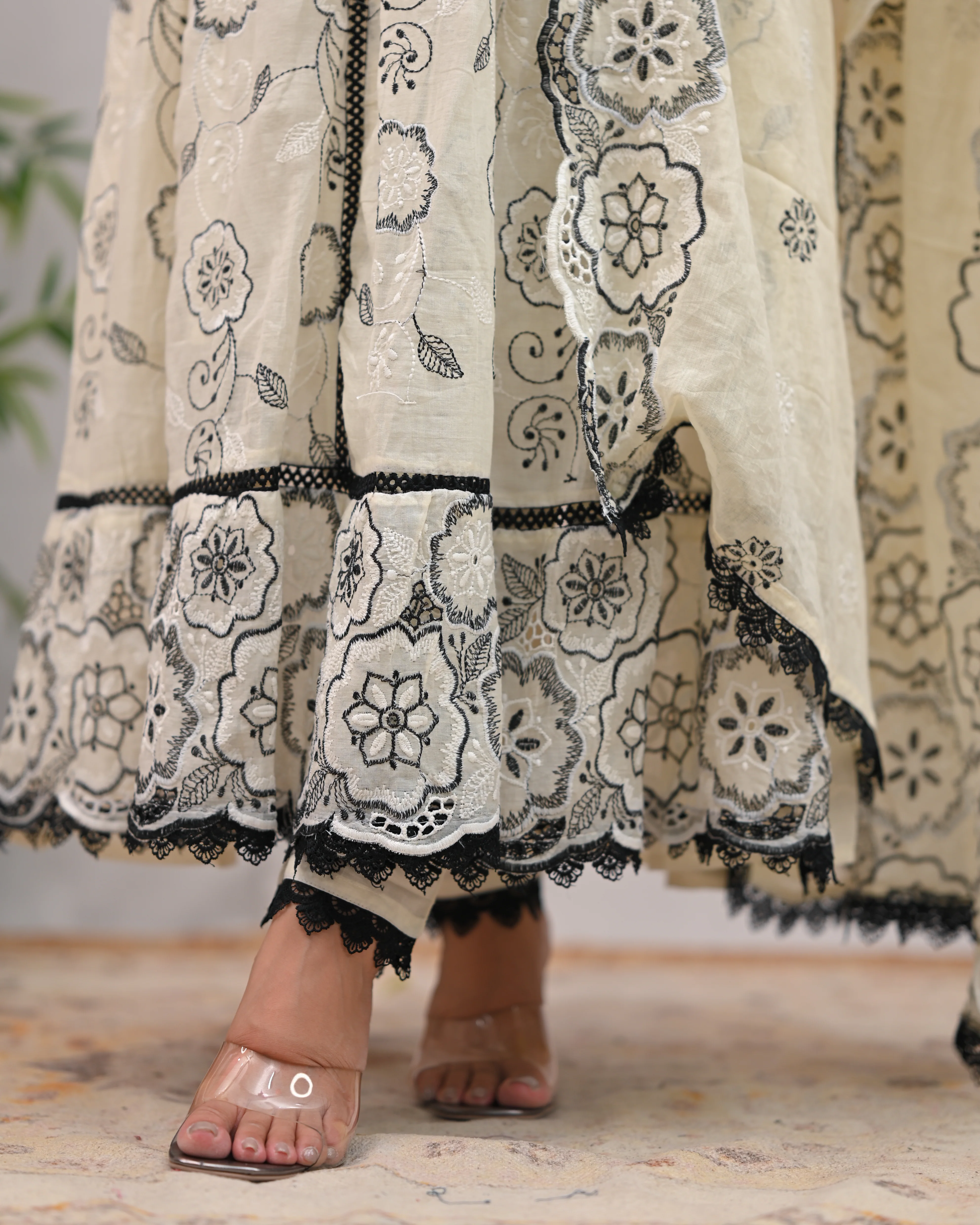 Mahira Cotton Sciffili Anarkali Pant Set - Image 7