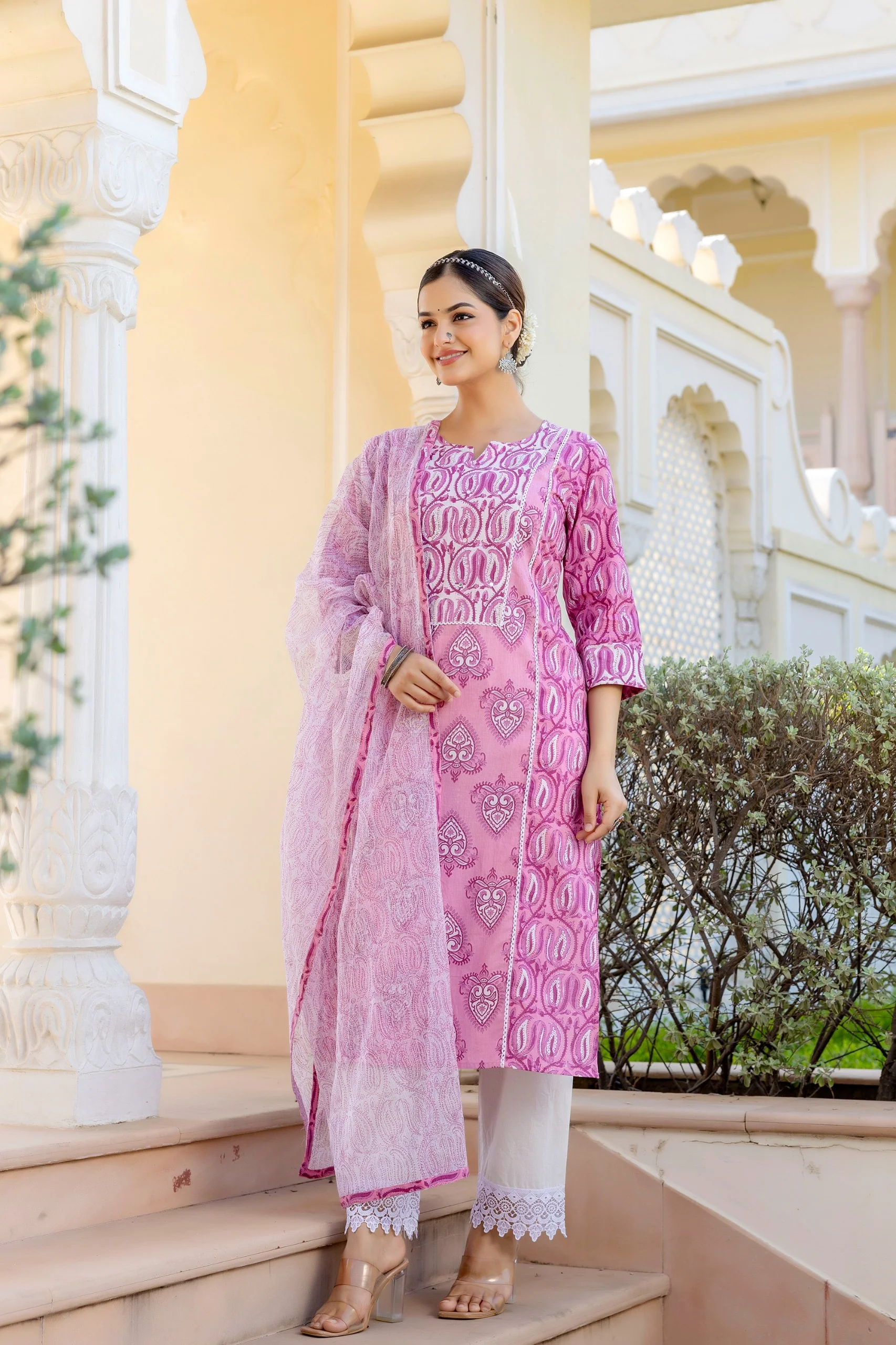 Mashia Cotton Pakistani Suit with Lace Detailing - Image 8