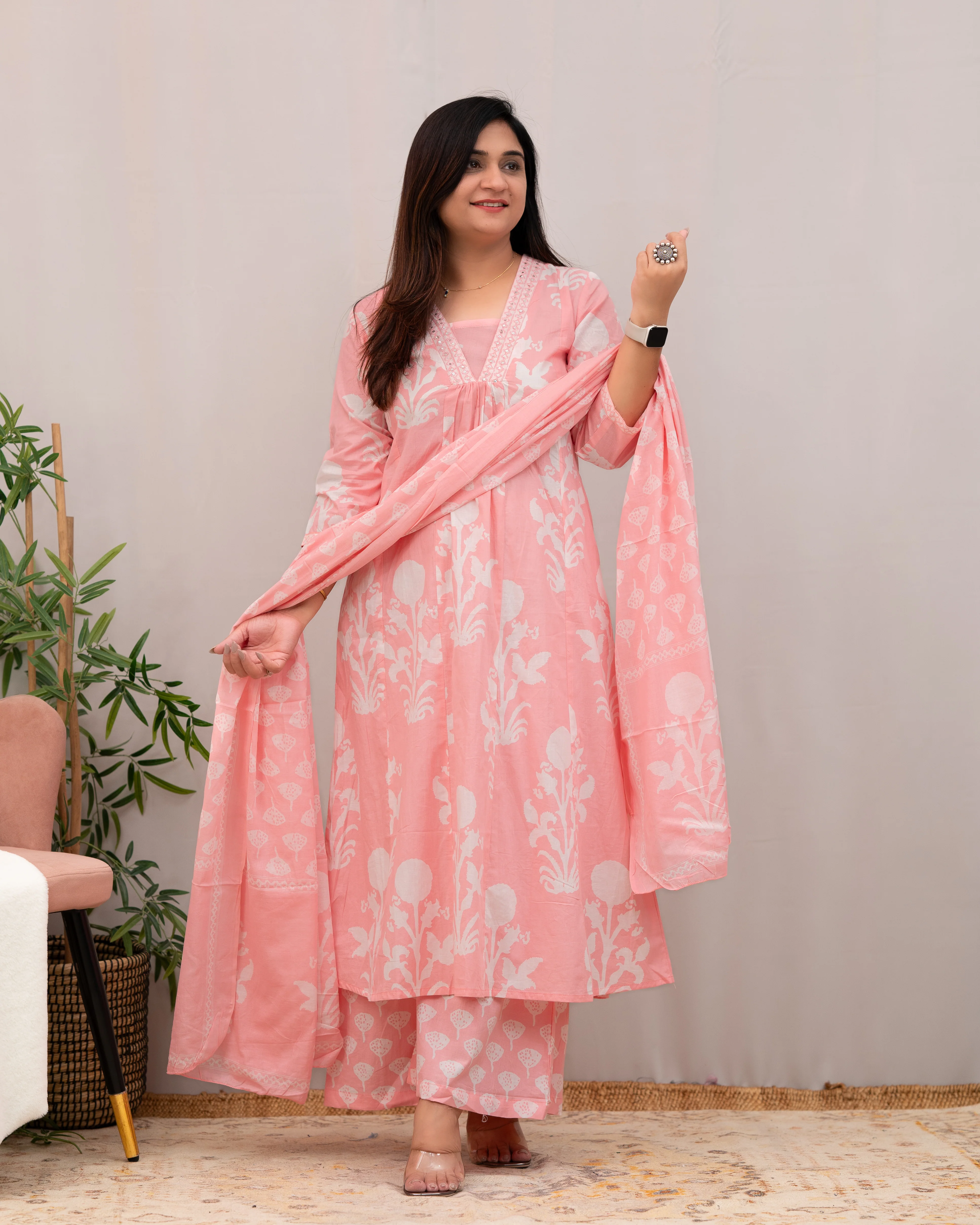 Meera Mugal Print A-line Divider Set with Pocket - Image 12