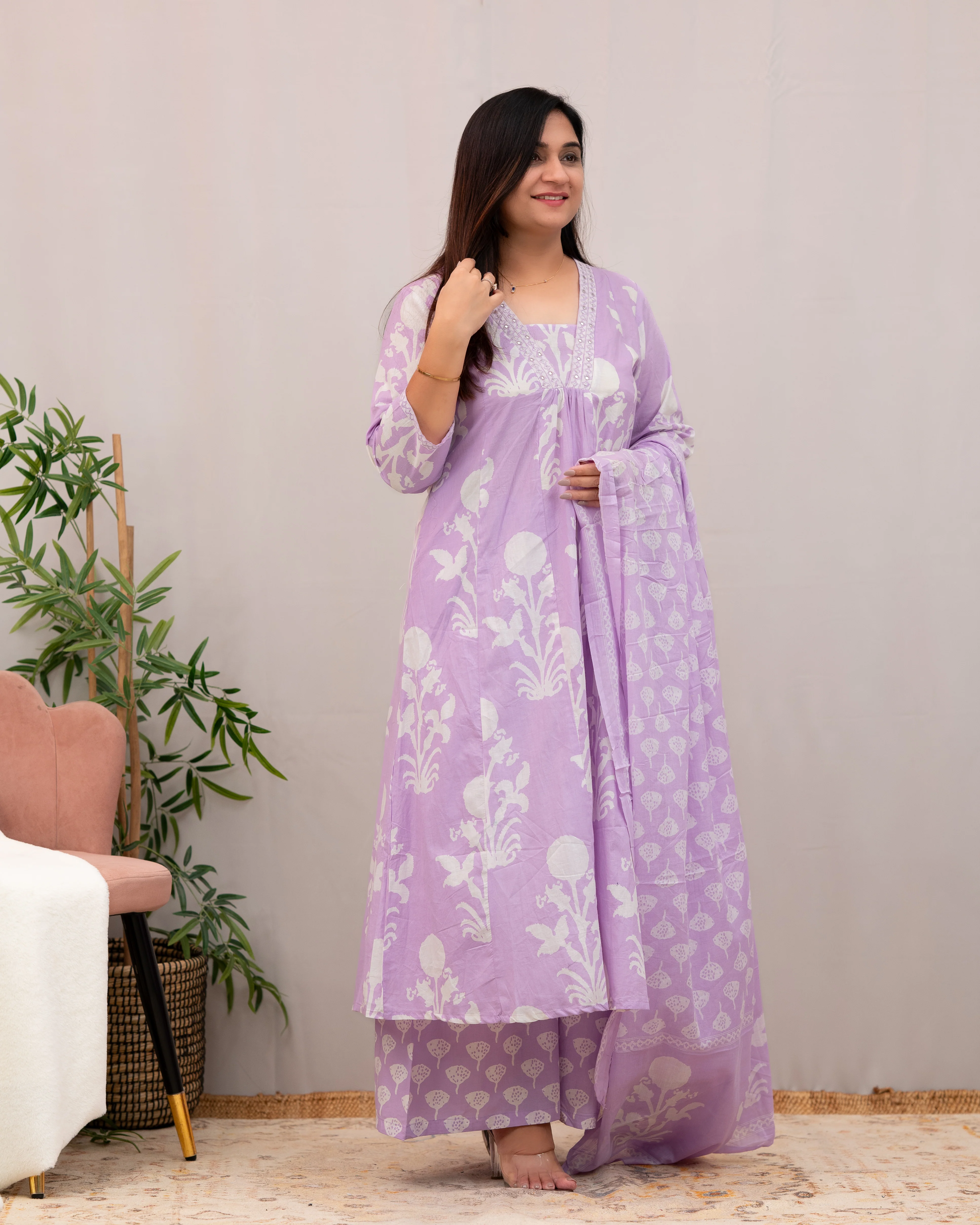 Meera Mugal Print A-line Divider Set with Pocket - Image 2