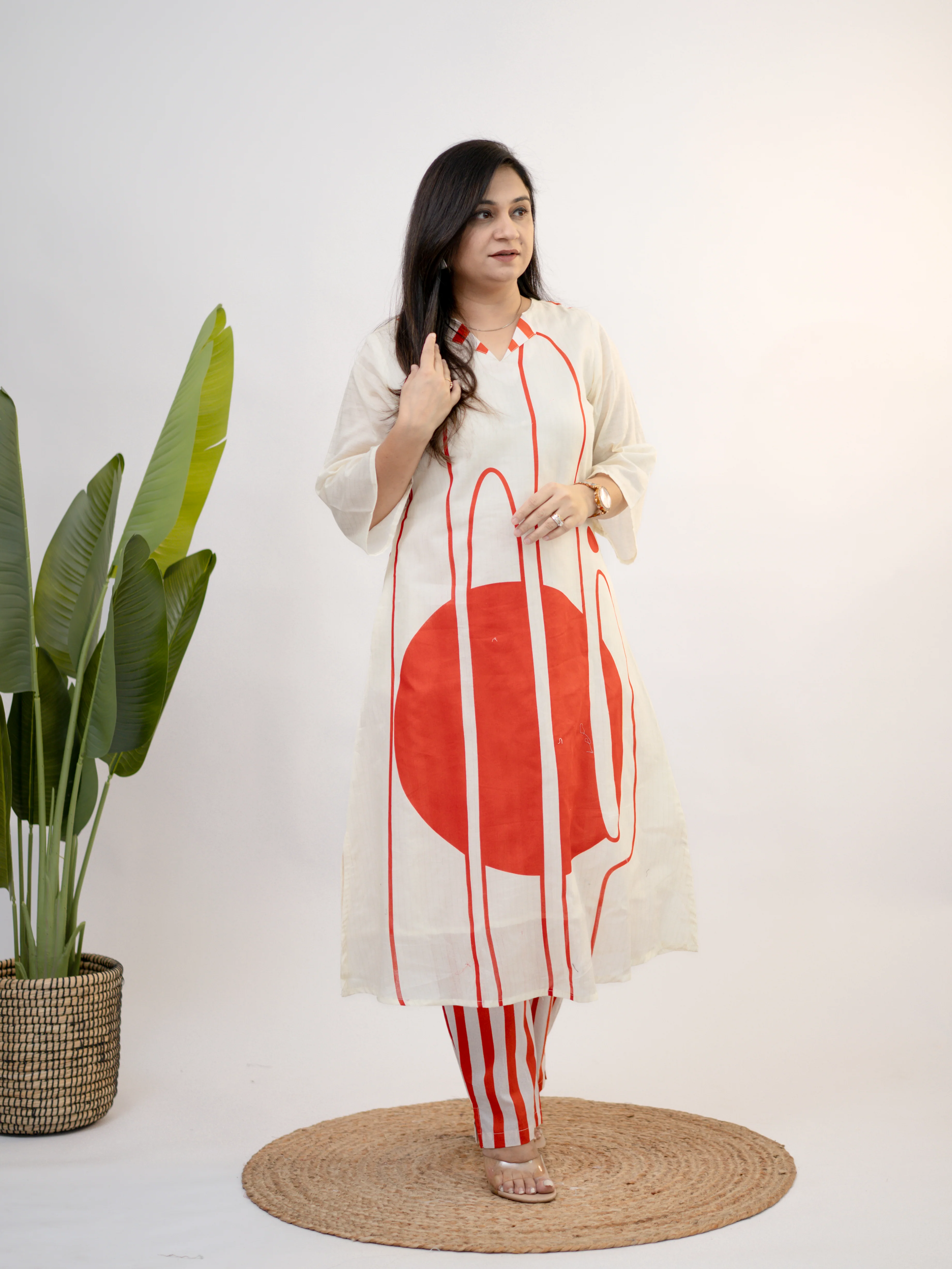 Nora Cotton Geometric A-line Coord Set - Image 8