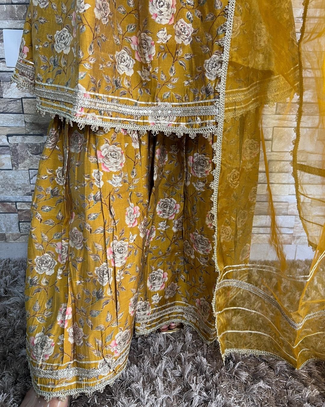 Muslin Alia Cut Sharara Set - Image 5
