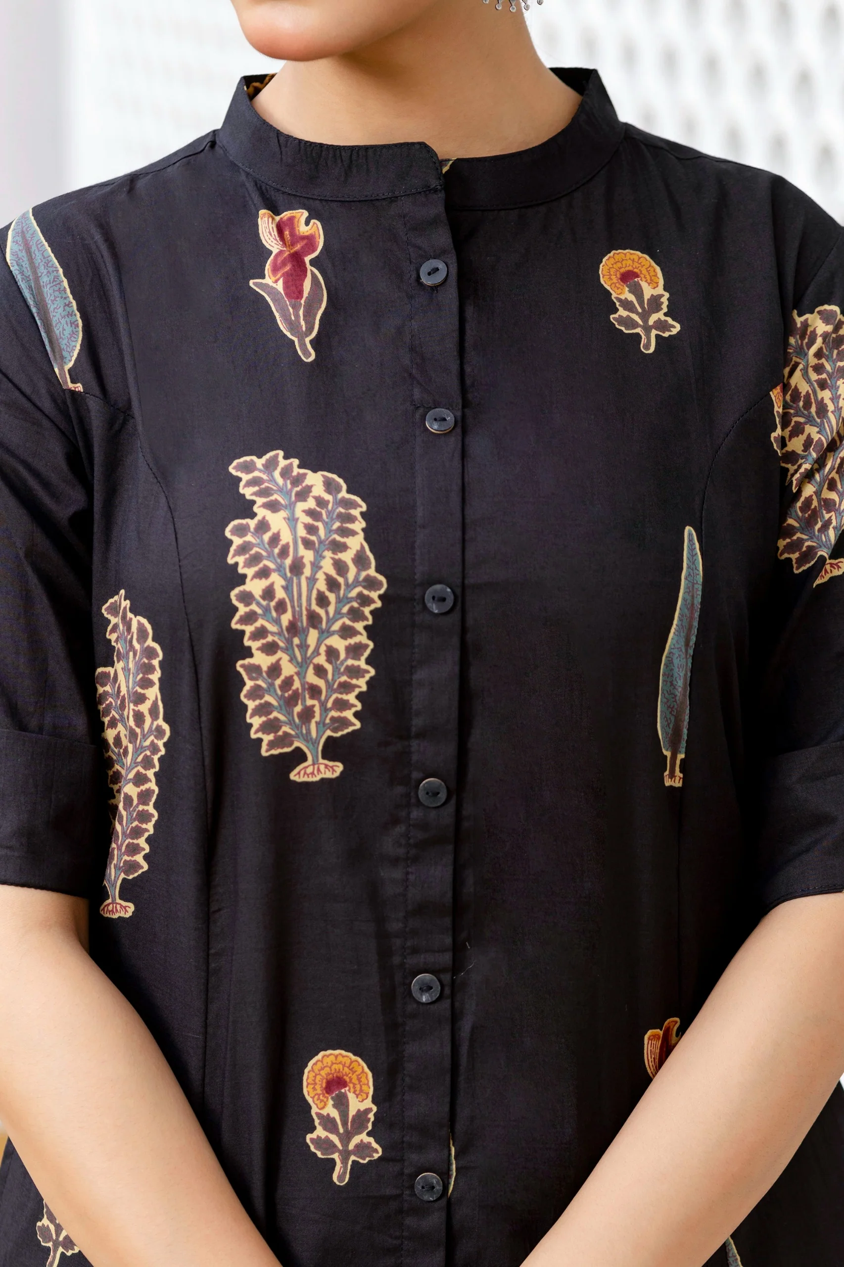 Naaz Black Cotton A-line Coord Set - Image 2