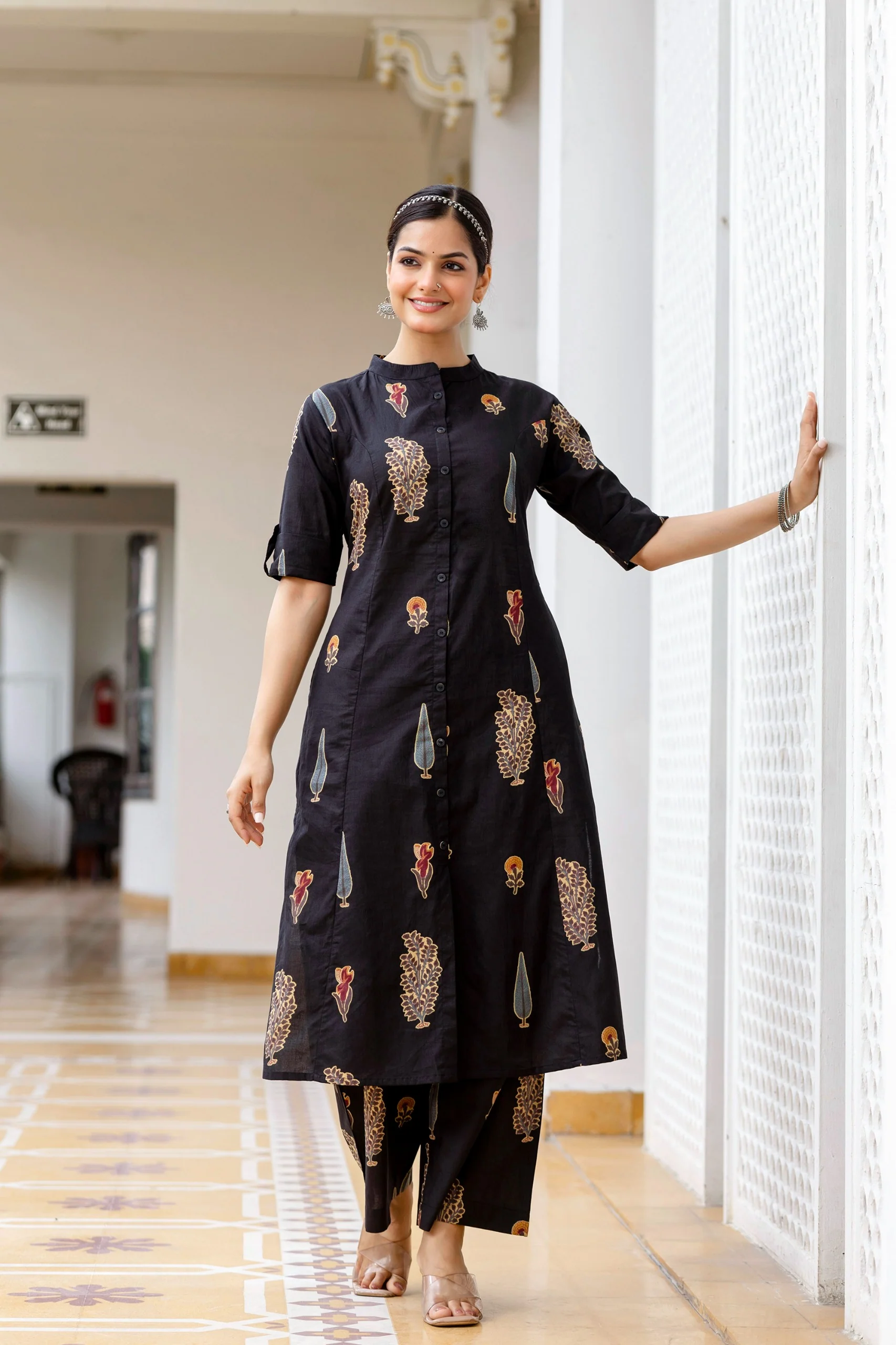 Naaz Black Cotton A-line Coord Set - Image 6