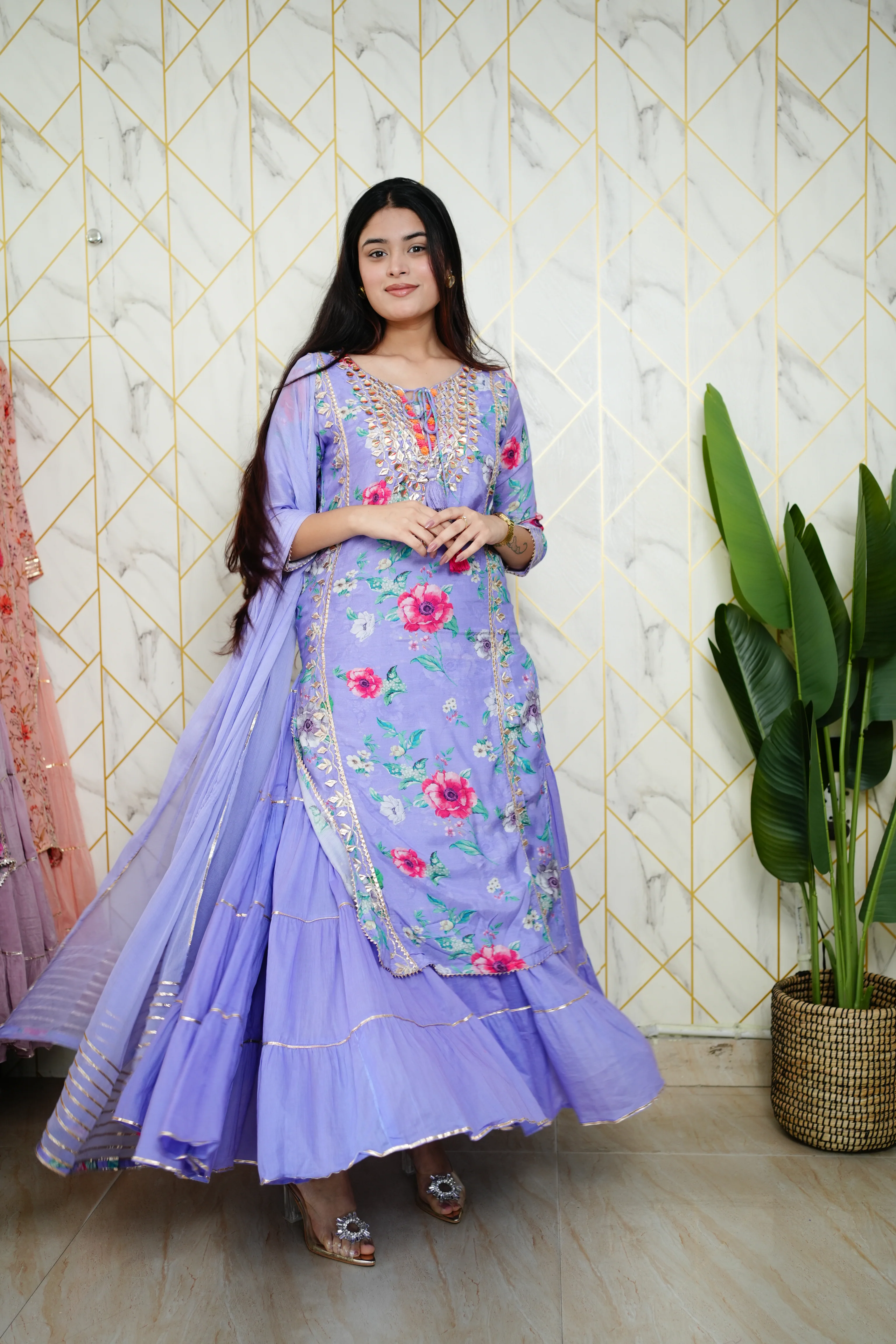 Naaz Floral Indian One Piece Dupatta Set