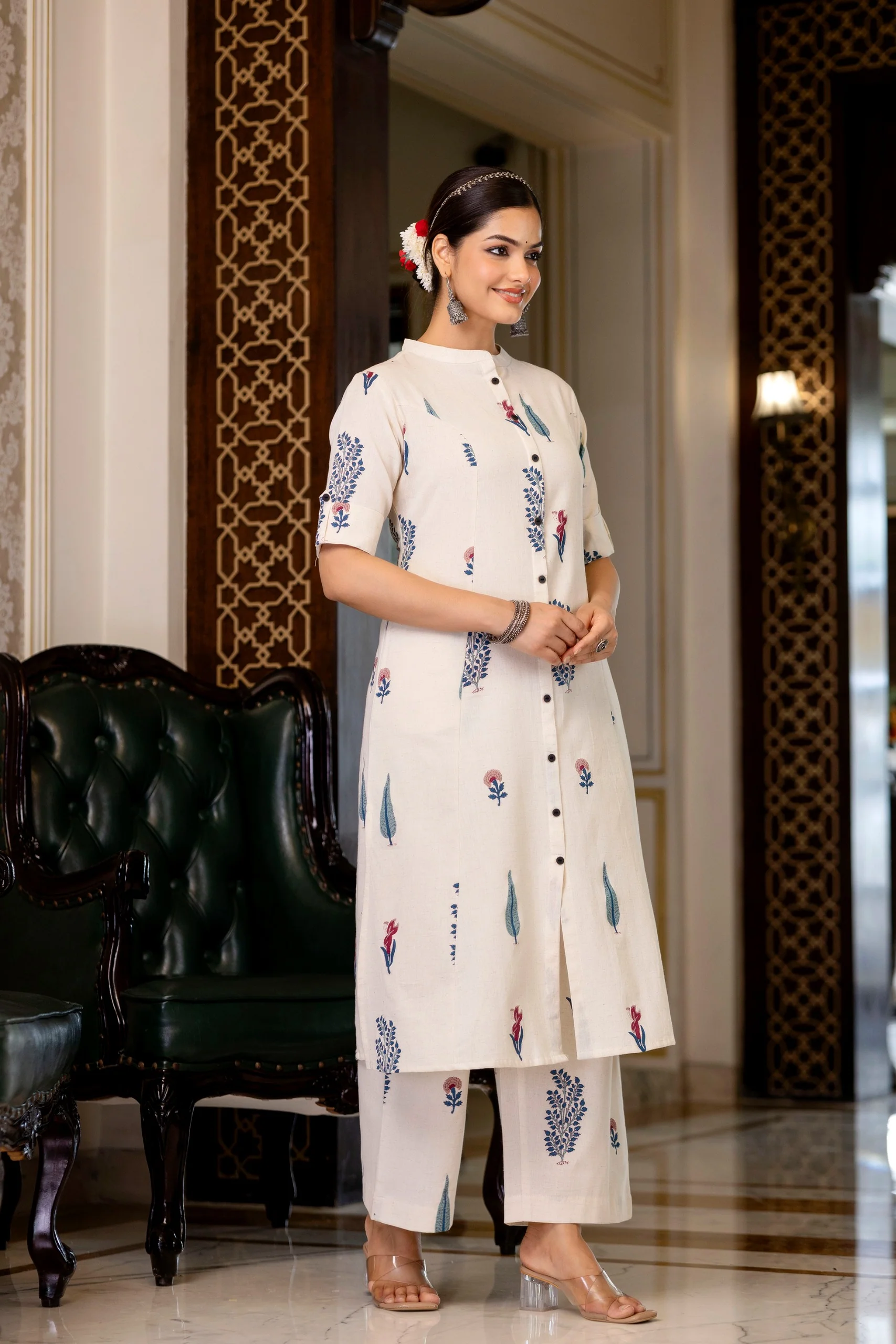 Naaz Offwhite Cotton A-line Coord Set - Image 11