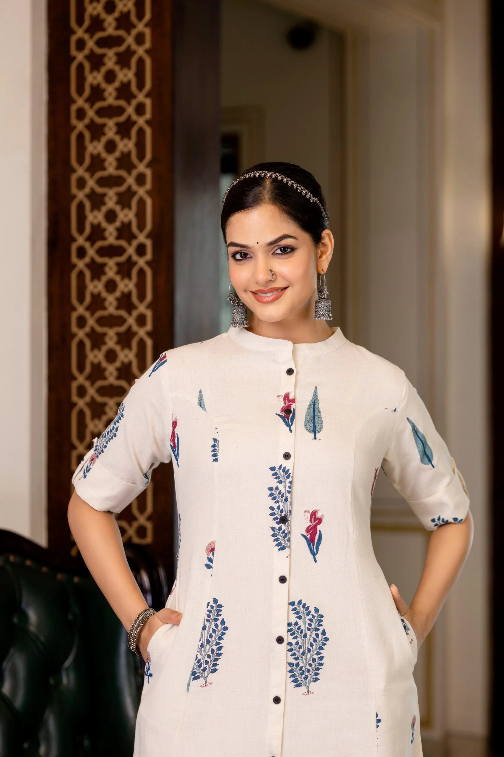 Naaz Offwhite Cotton A-line Coord Set - Image 13