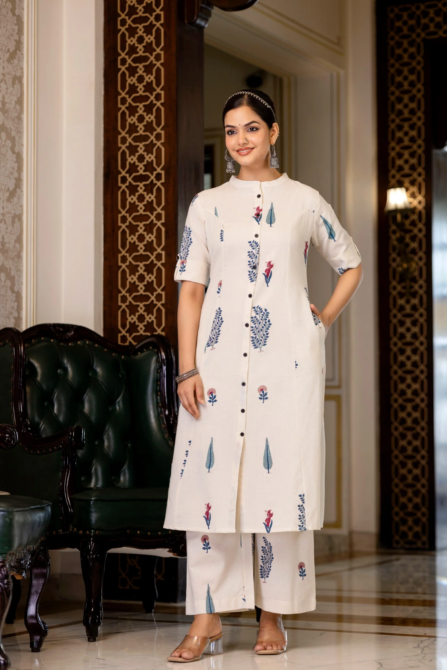 Naaz Offwhite Cotton A-line Coord Set - Image 9