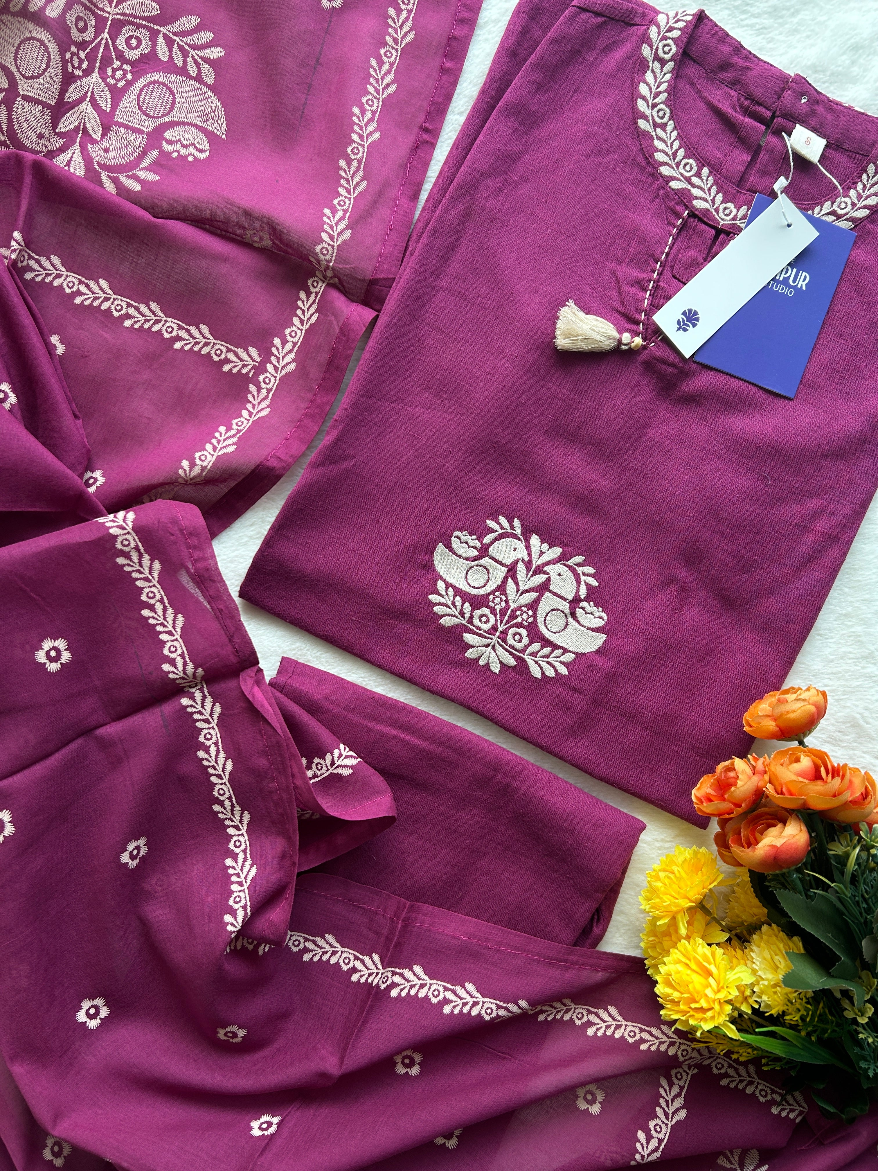 Nagma Cotton Sleeveless Embroidered Pant Set - Image 3