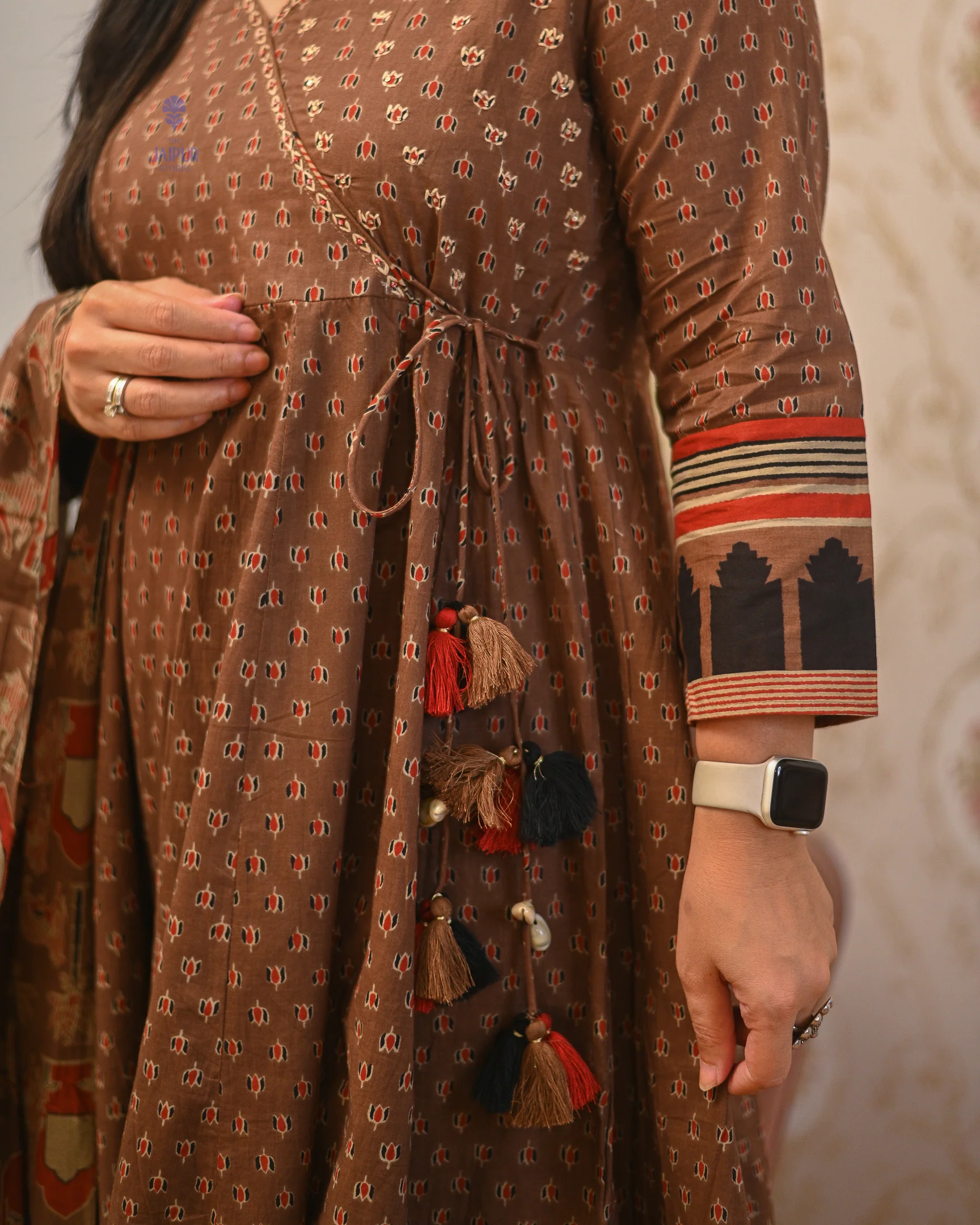 Neerja Cotton Ajrakh Embroidered Anarkali Set - Image 6
