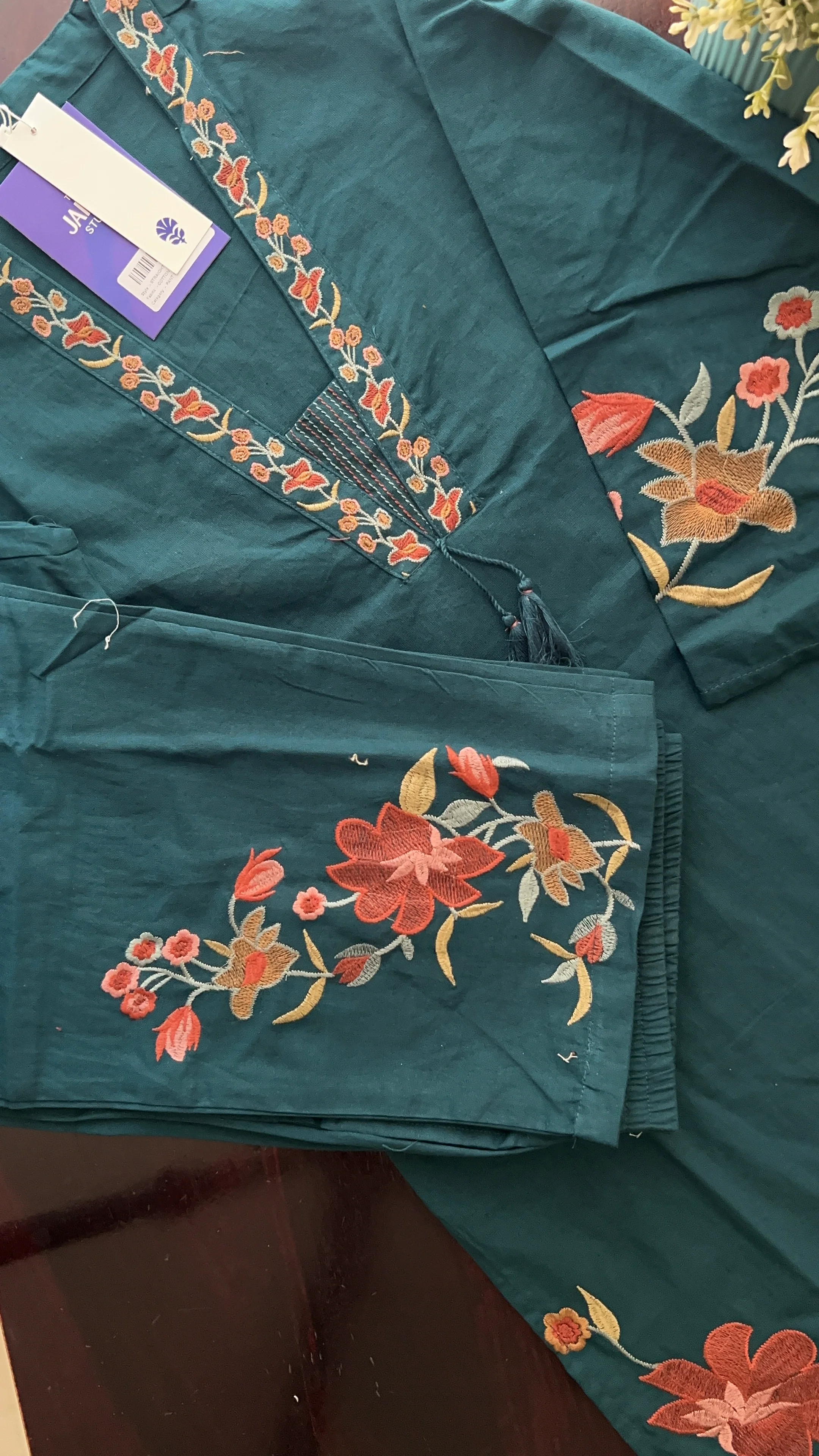 Nimrat Cotton Embroidered Pant Set - Image 12
