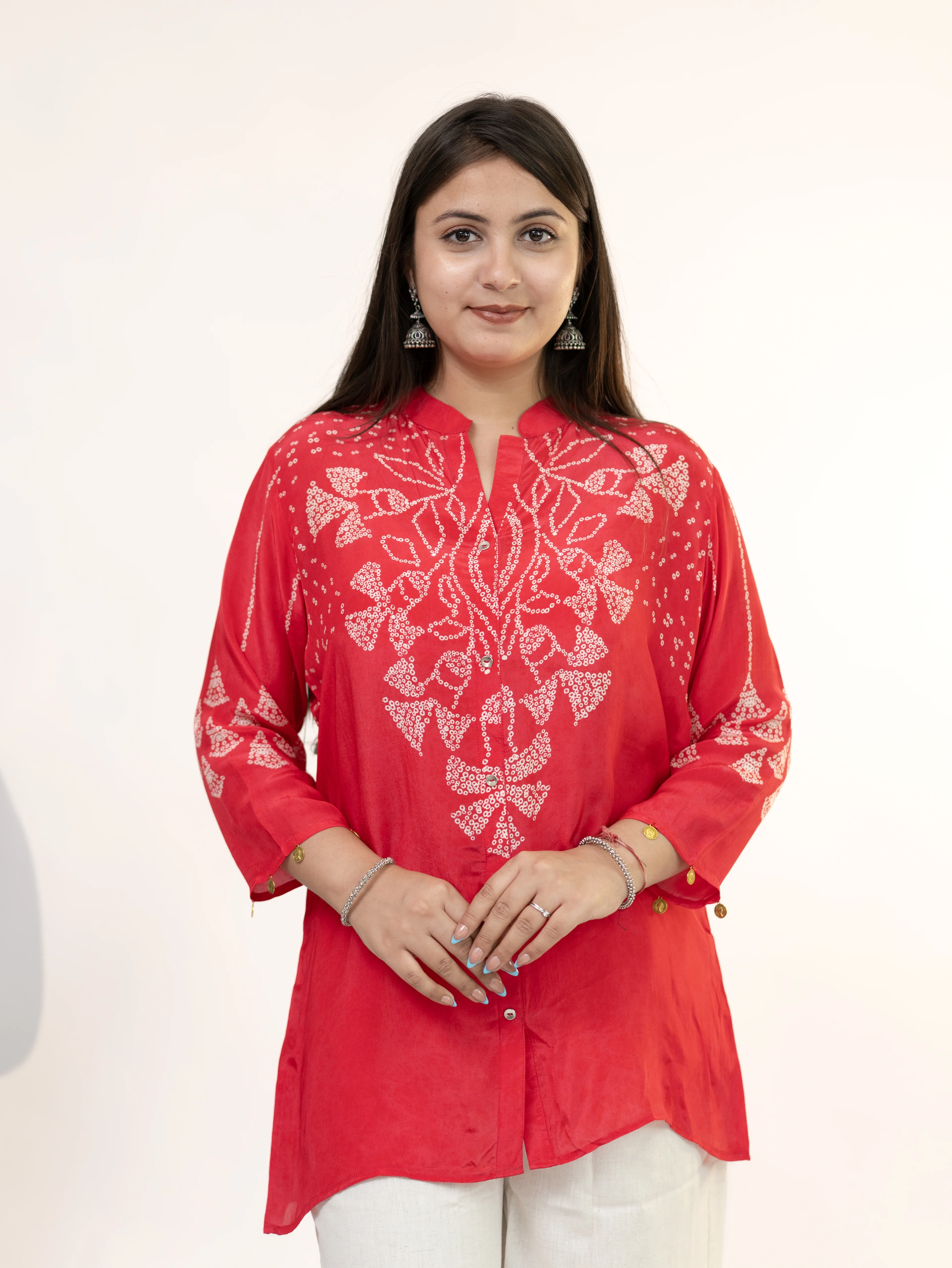Niyati Pink Crepe Bandhani HandDetailed Shirt - Image 10
