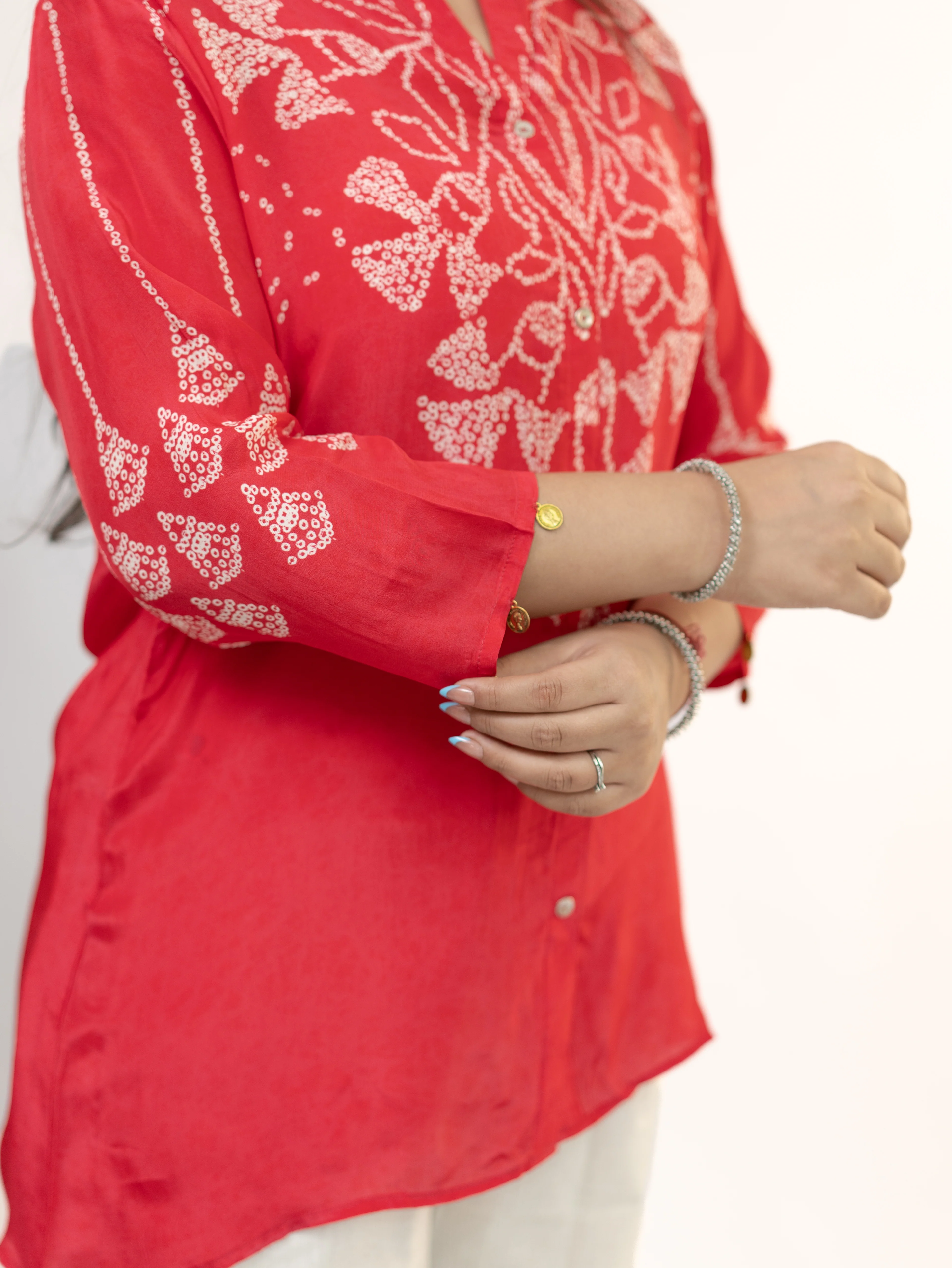 Niyati Pink Crepe Bandhani HandDetailed Shirt - Image 11