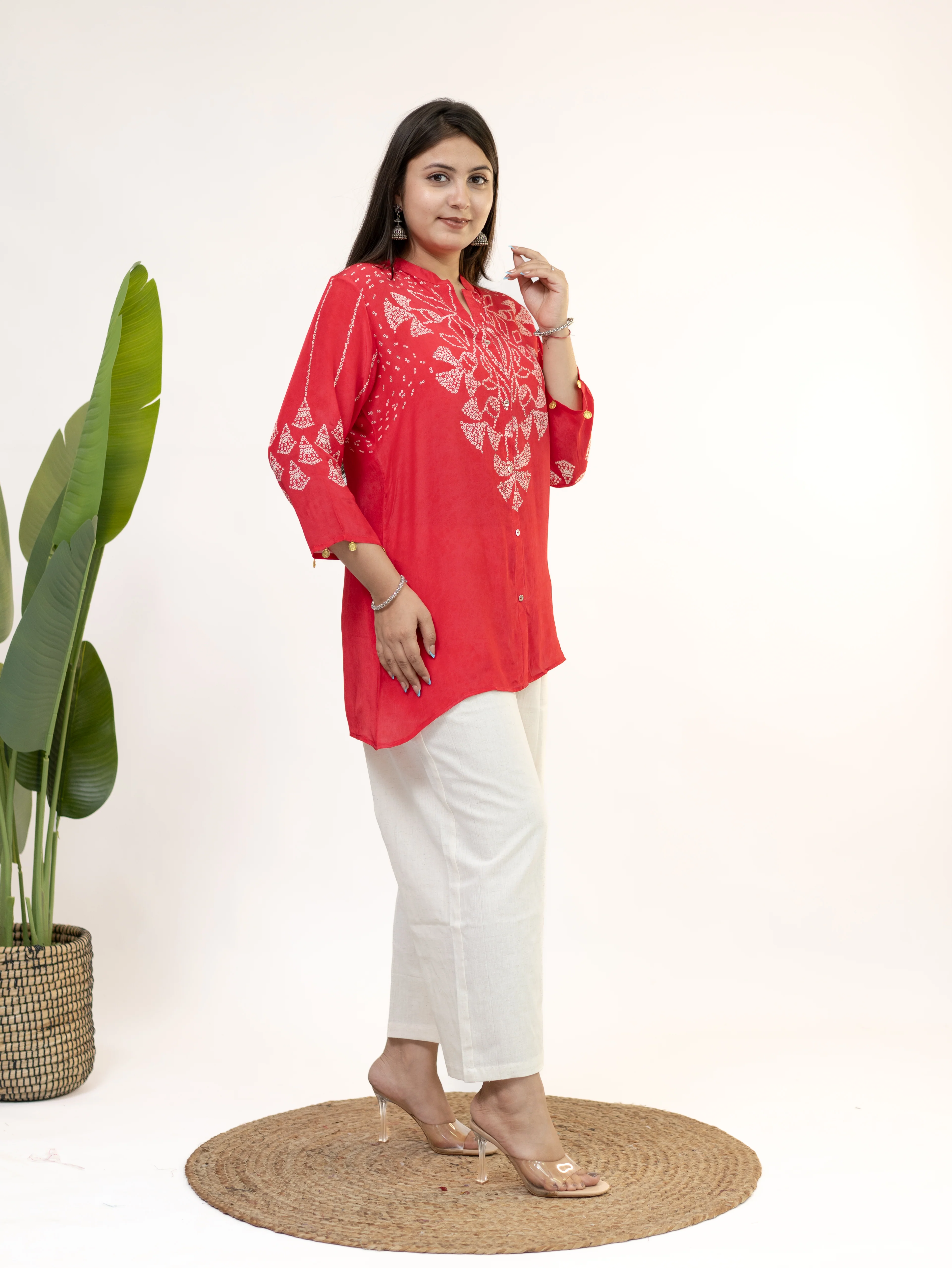 Niyati Pink Crepe Bandhani HandDetailed Shirt - Image 3