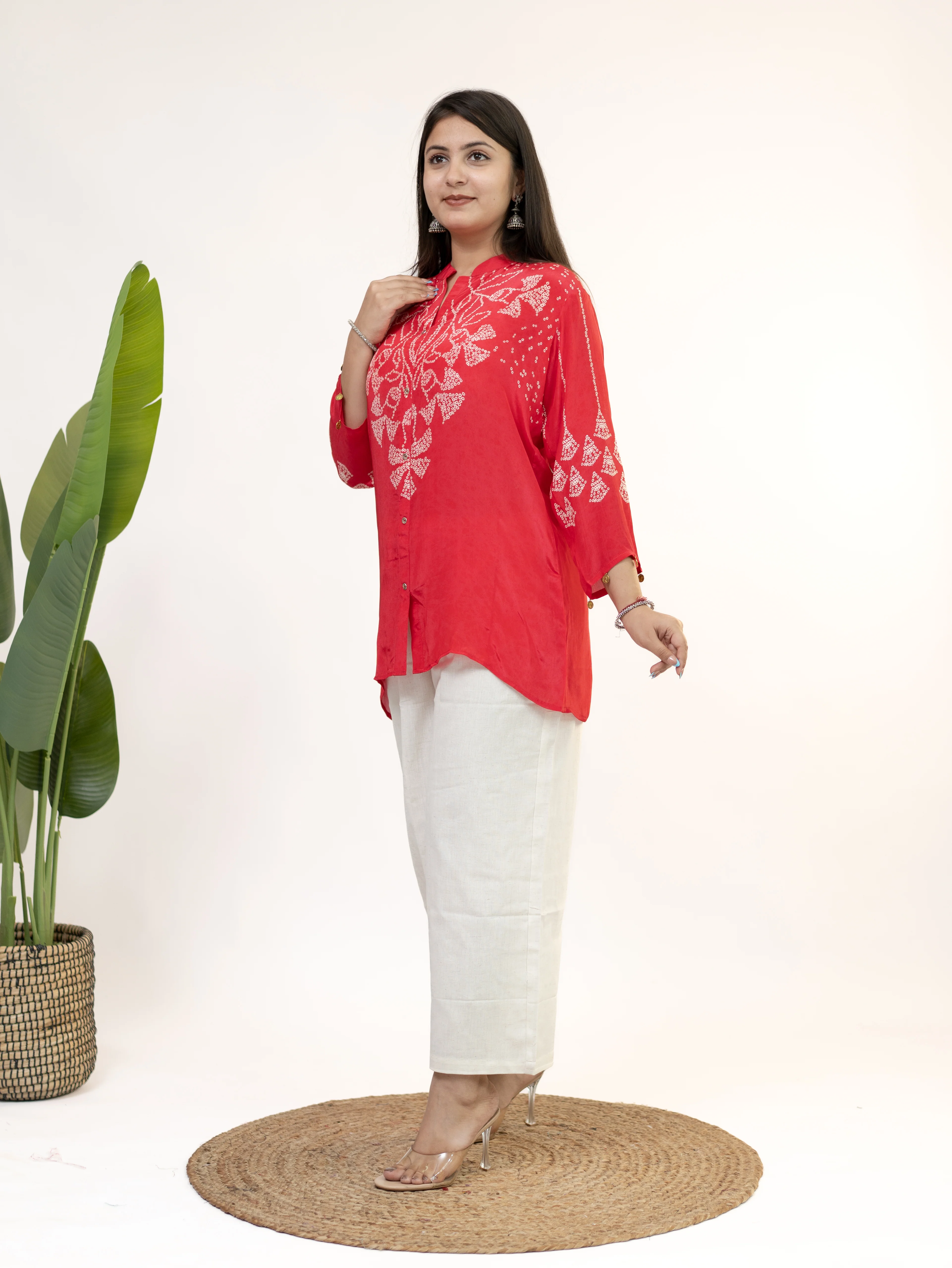 Niyati Pink Crepe Bandhani HandDetailed Shirt - Image 4