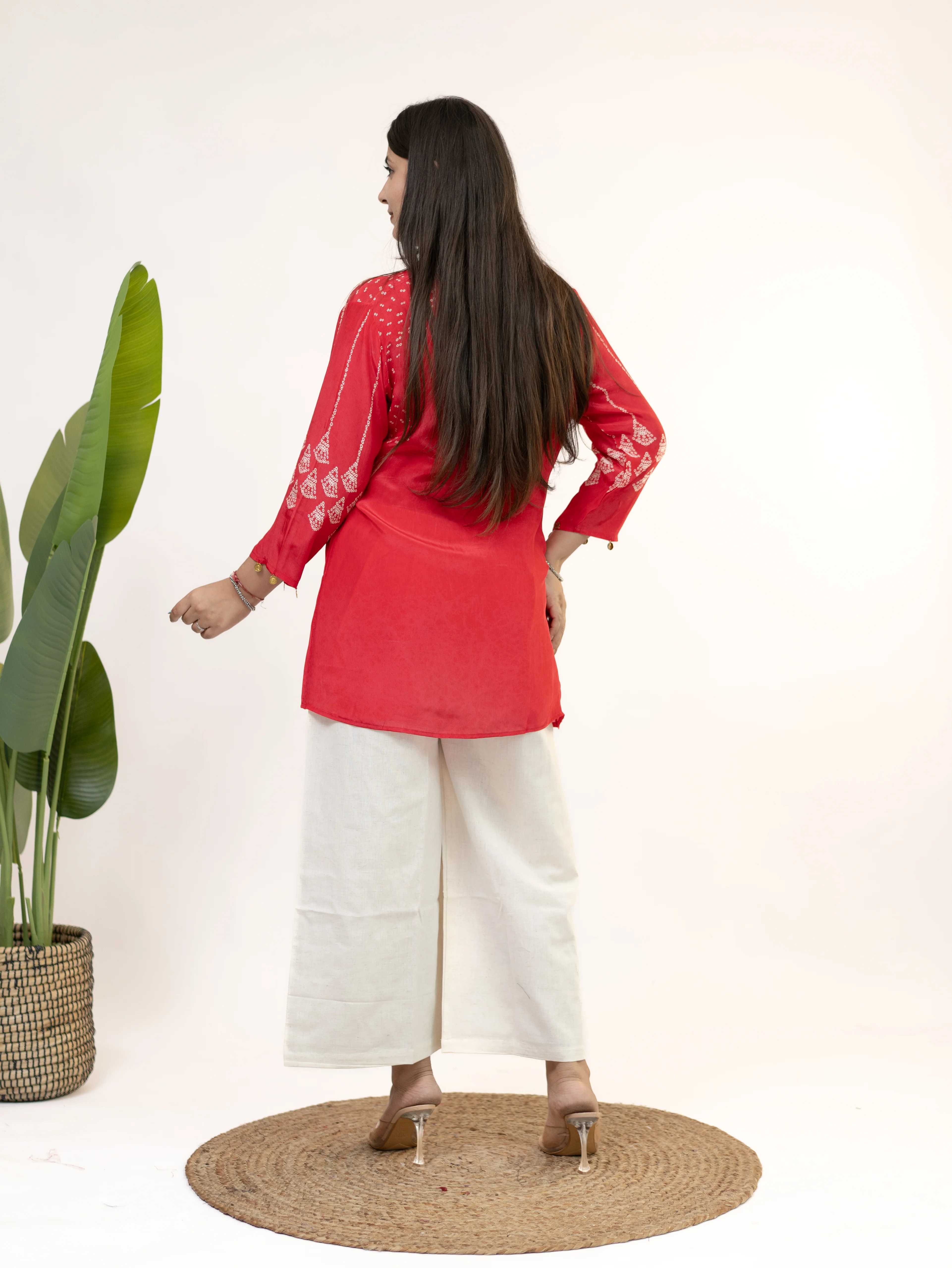 Niyati Pink Crepe Bandhani HandDetailed Shirt - Image 5