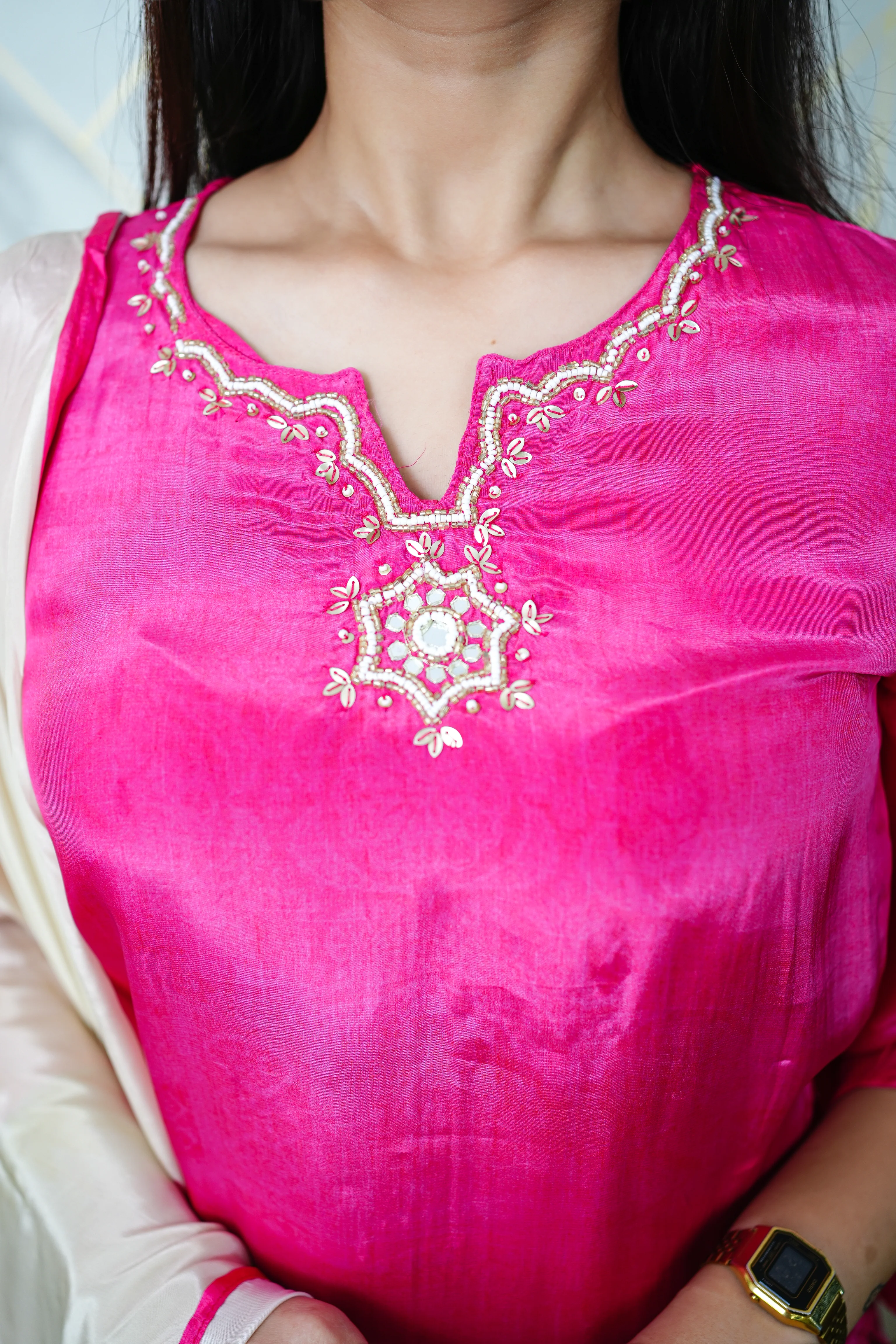Palak Crepe HandEmbroidered Pant Set - Image 8