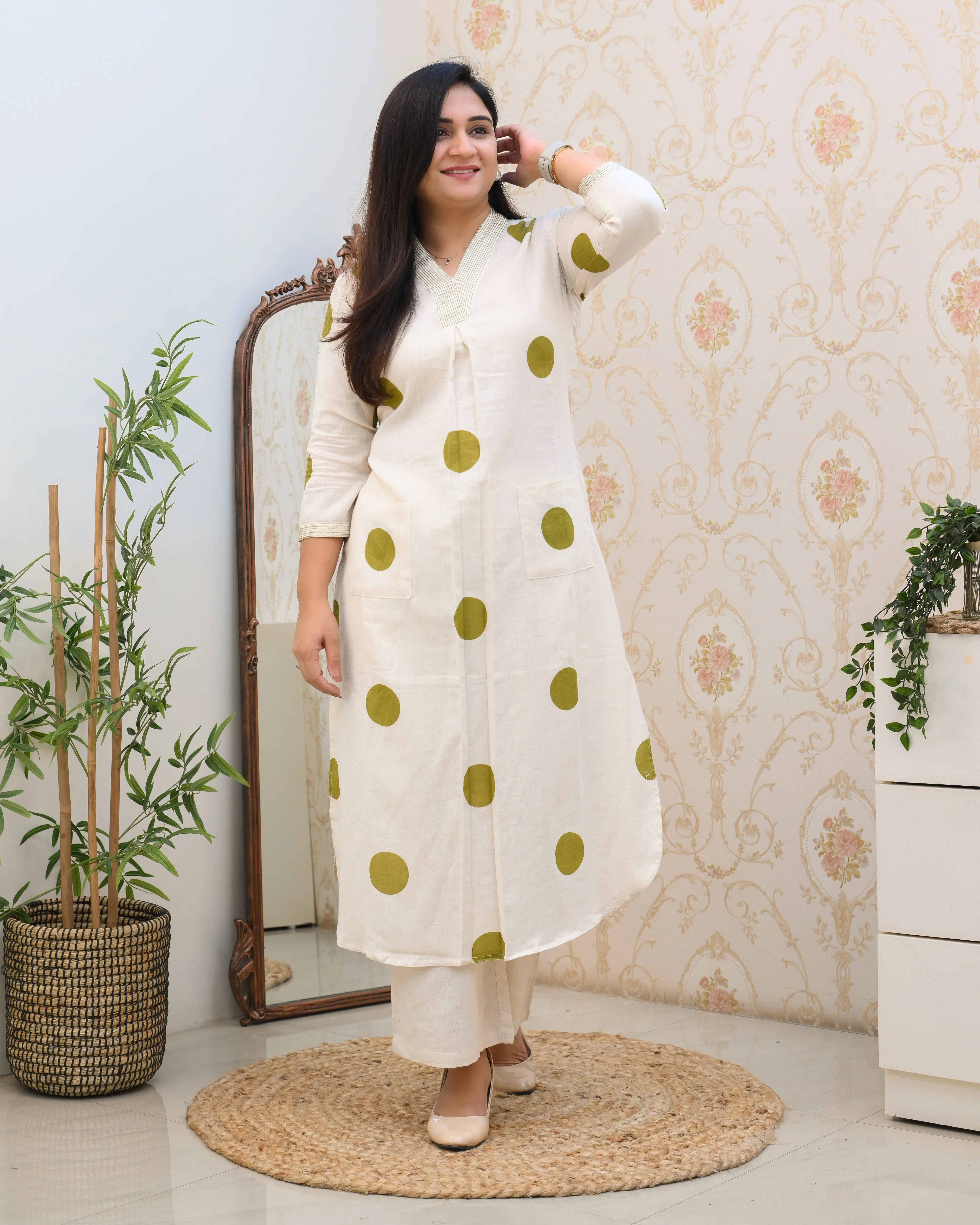 Polka Print Cotton A-line Coord Set - Image 6