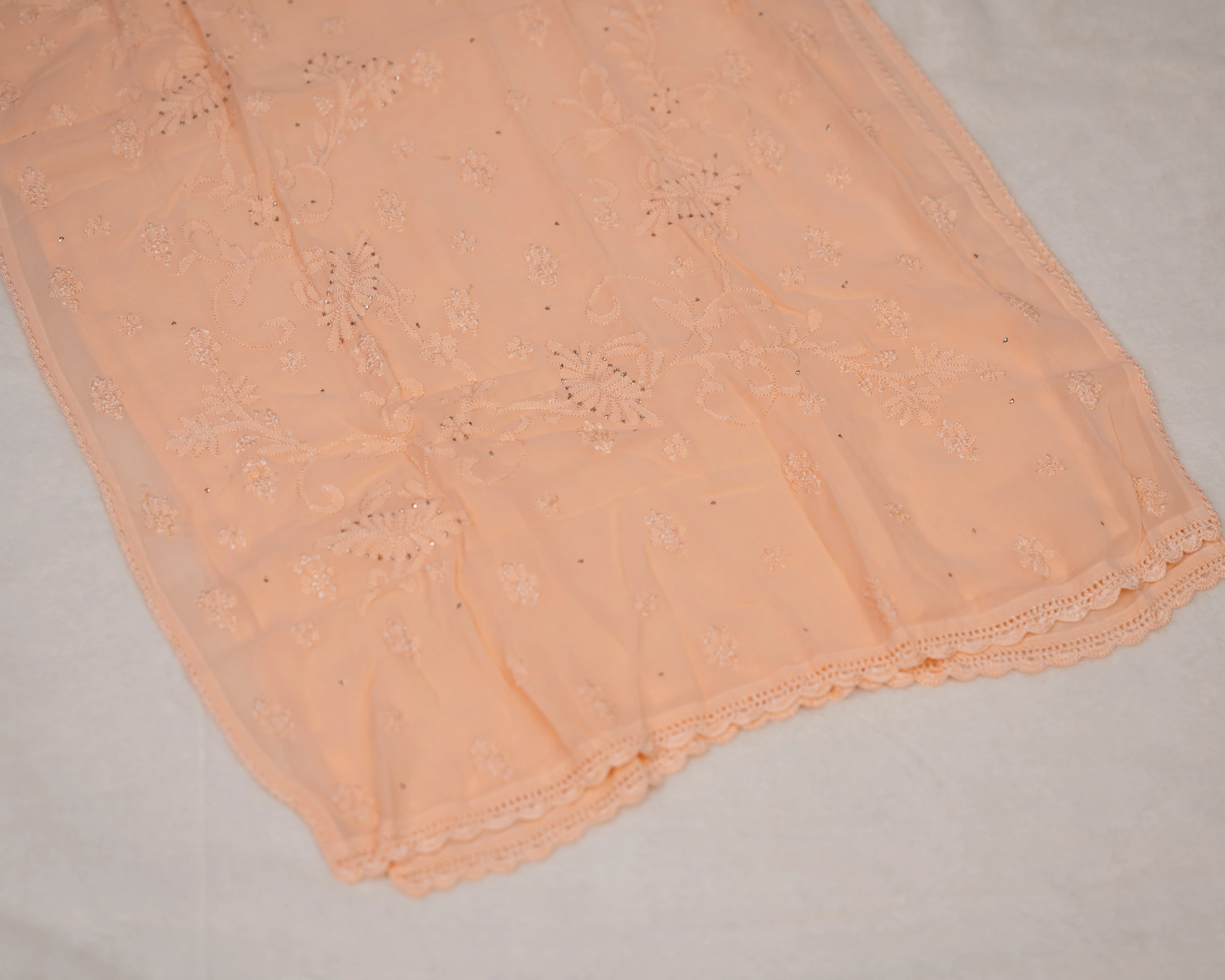 Premium Georgette Hand Embroidered Lucknowi Kurta - Image 3