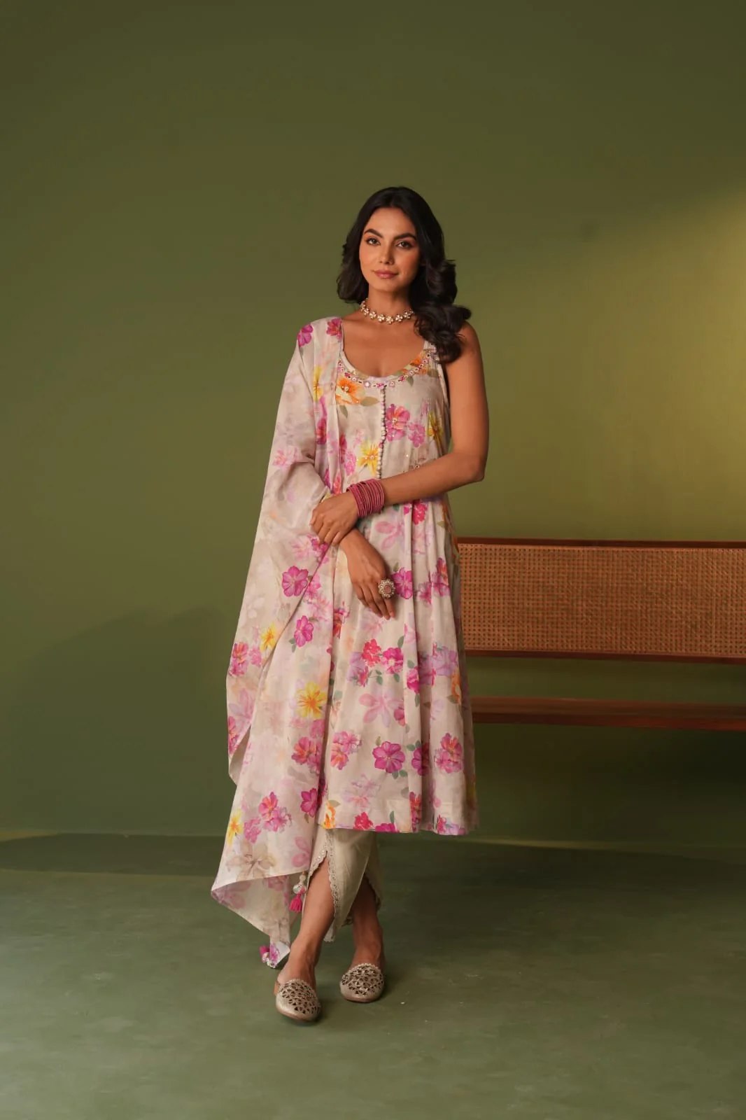 Premium Mul Cotton Floral HandEmbroidered Tulip Pant Set - Image 2