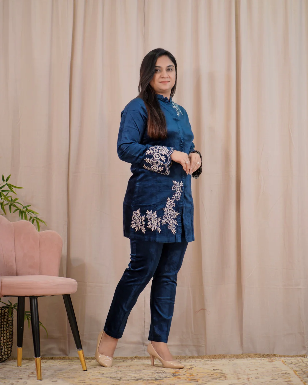 Premium Velvet HandEmbroidered Coord Set - Image 4
