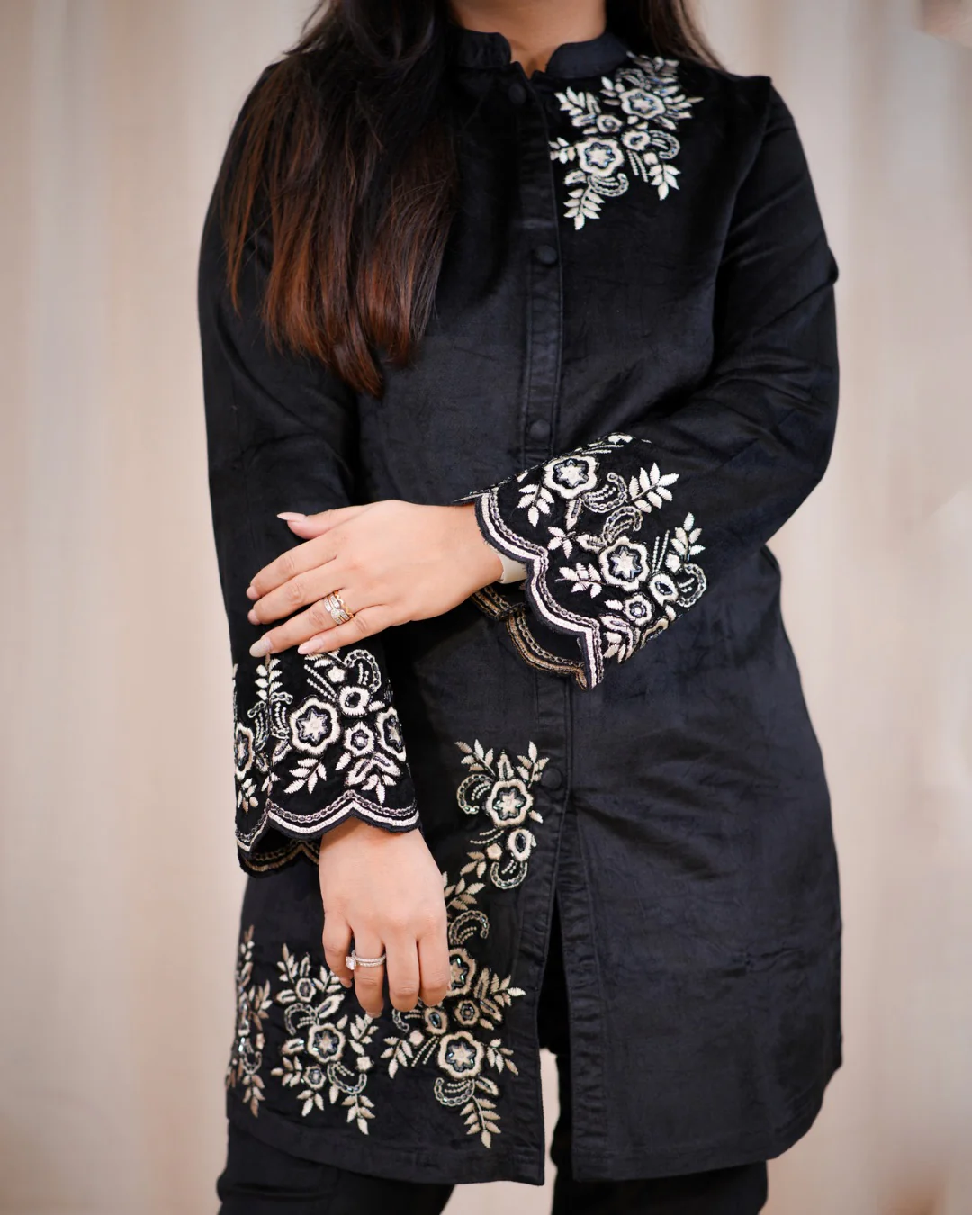 Premium Velvet HandEmbroidered Coord Set - Image 9