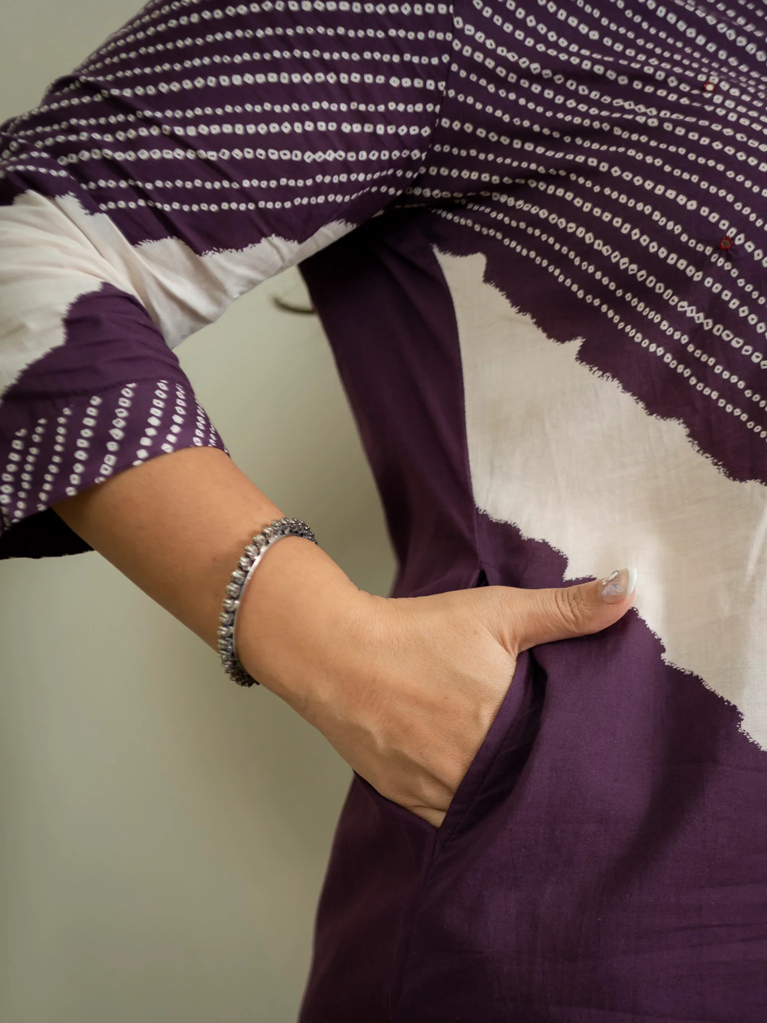 Huma Purple Cotton Tie and Dye Straight Dupatta Set - Image 9
