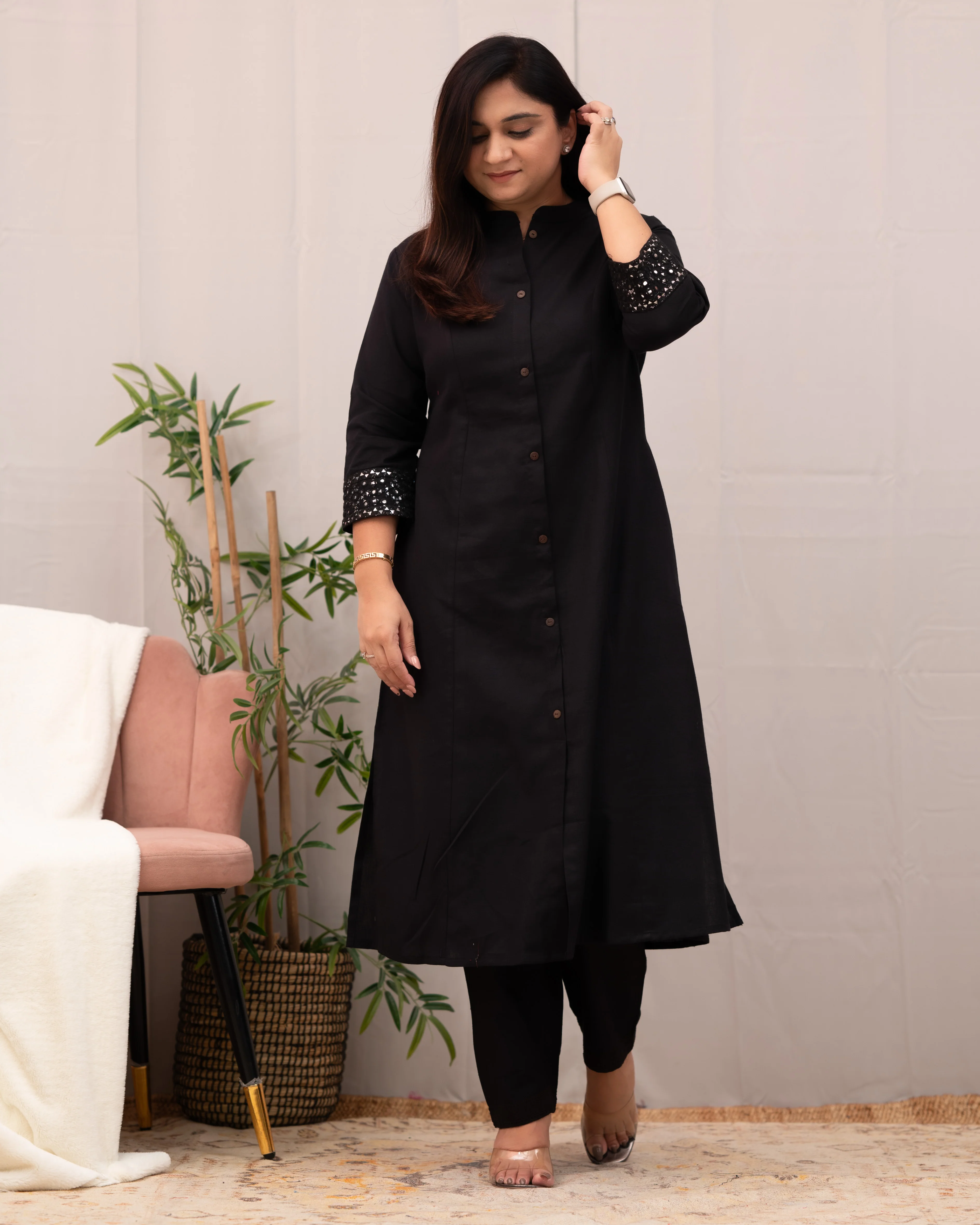 Raveena A-line Embroidered Cotton casual Pant Set - Image 2