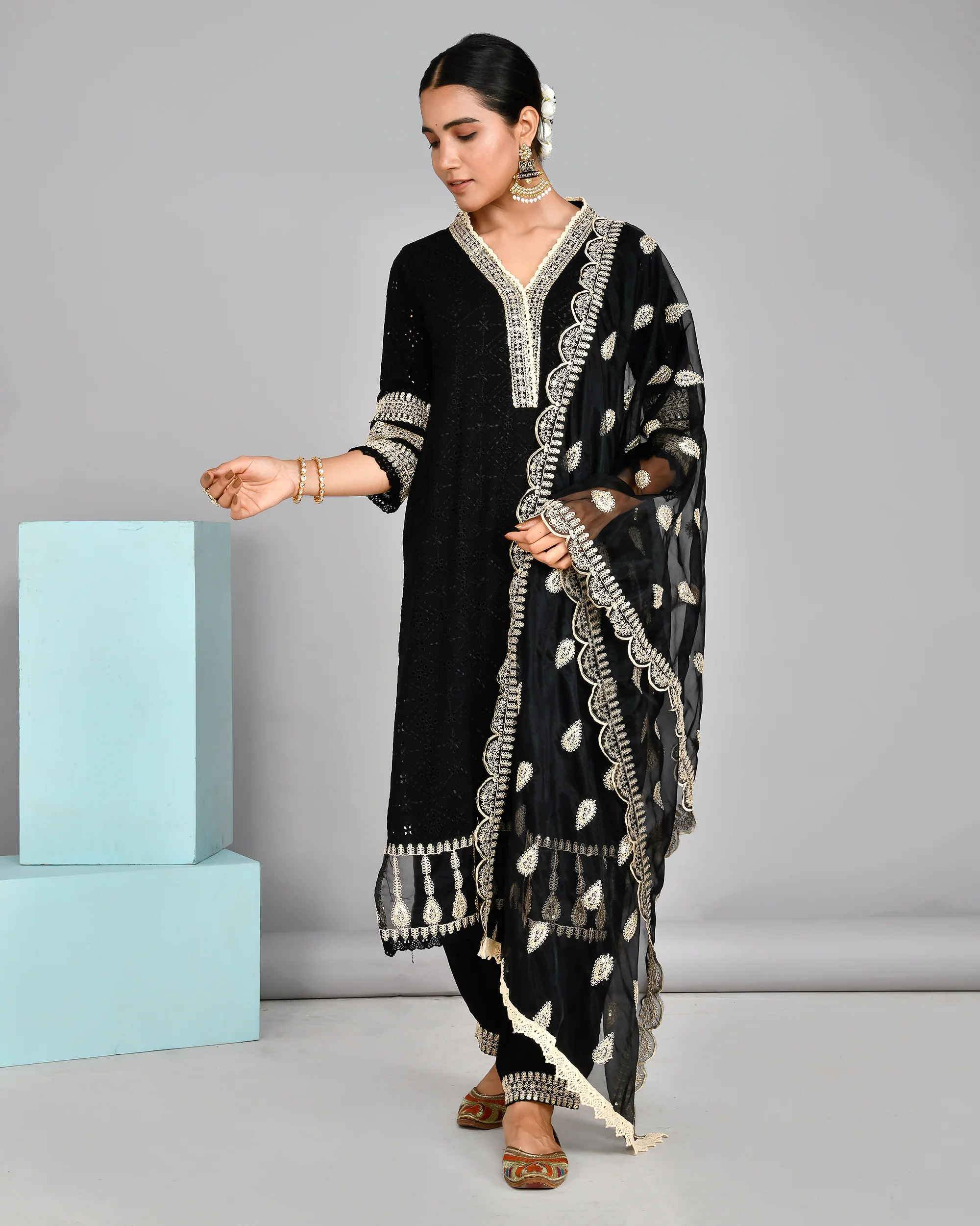 Rayon Sciffili Embroidered Afgani Set - Image 4