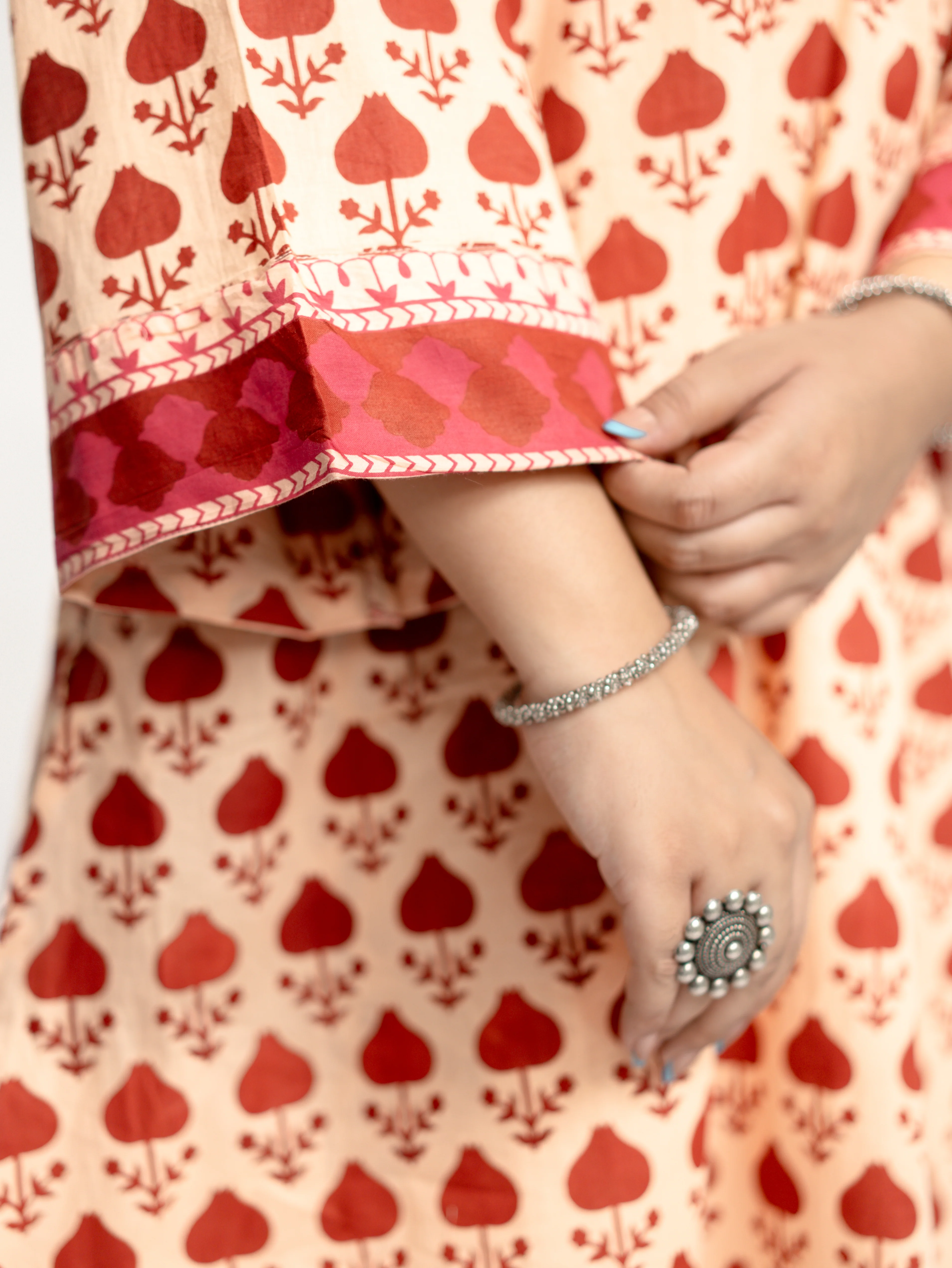 Gul Red Cotton Handblock Coord Set - Image 13