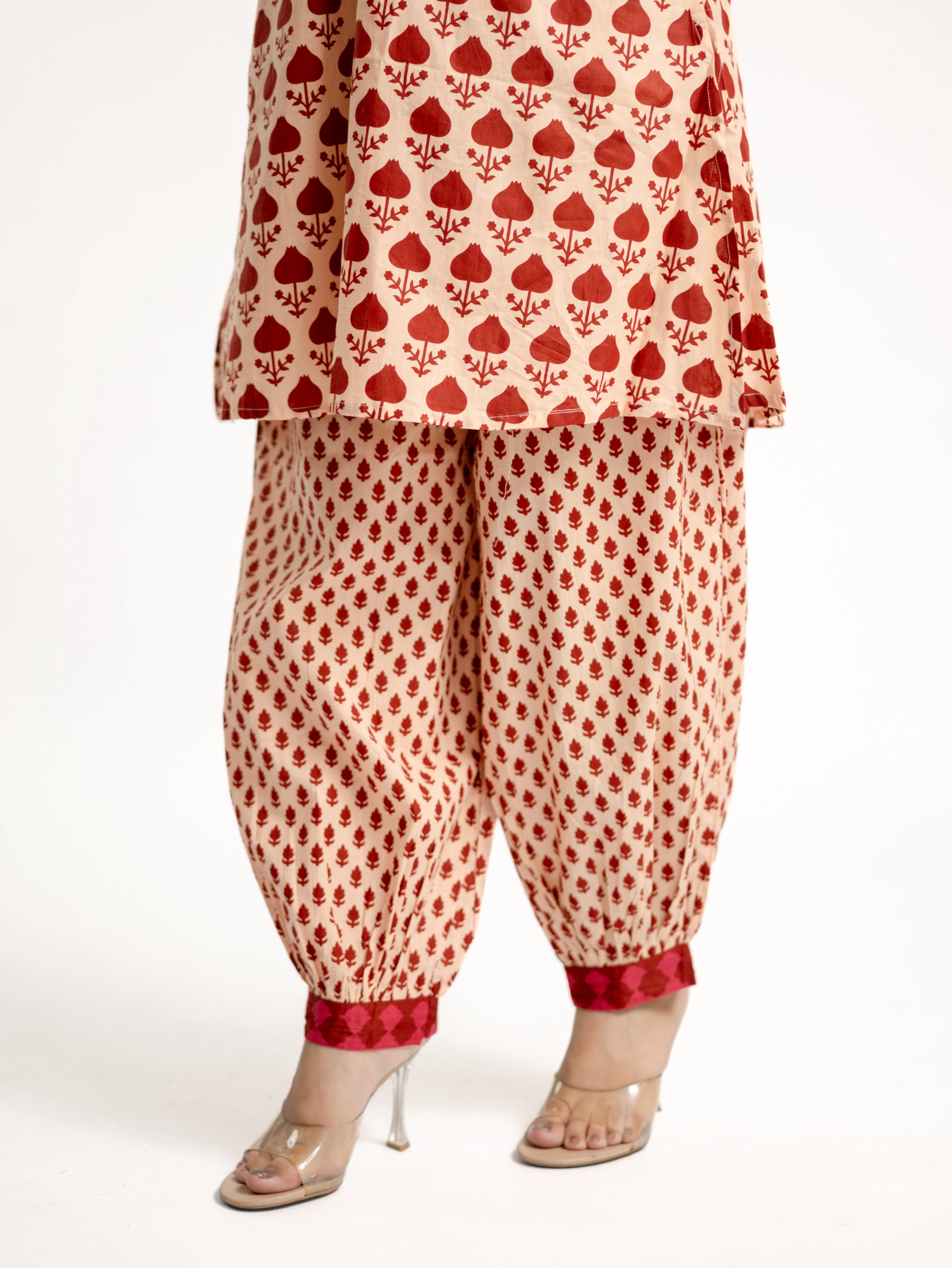Gul Red Cotton Handblock Coord Set - Image 15