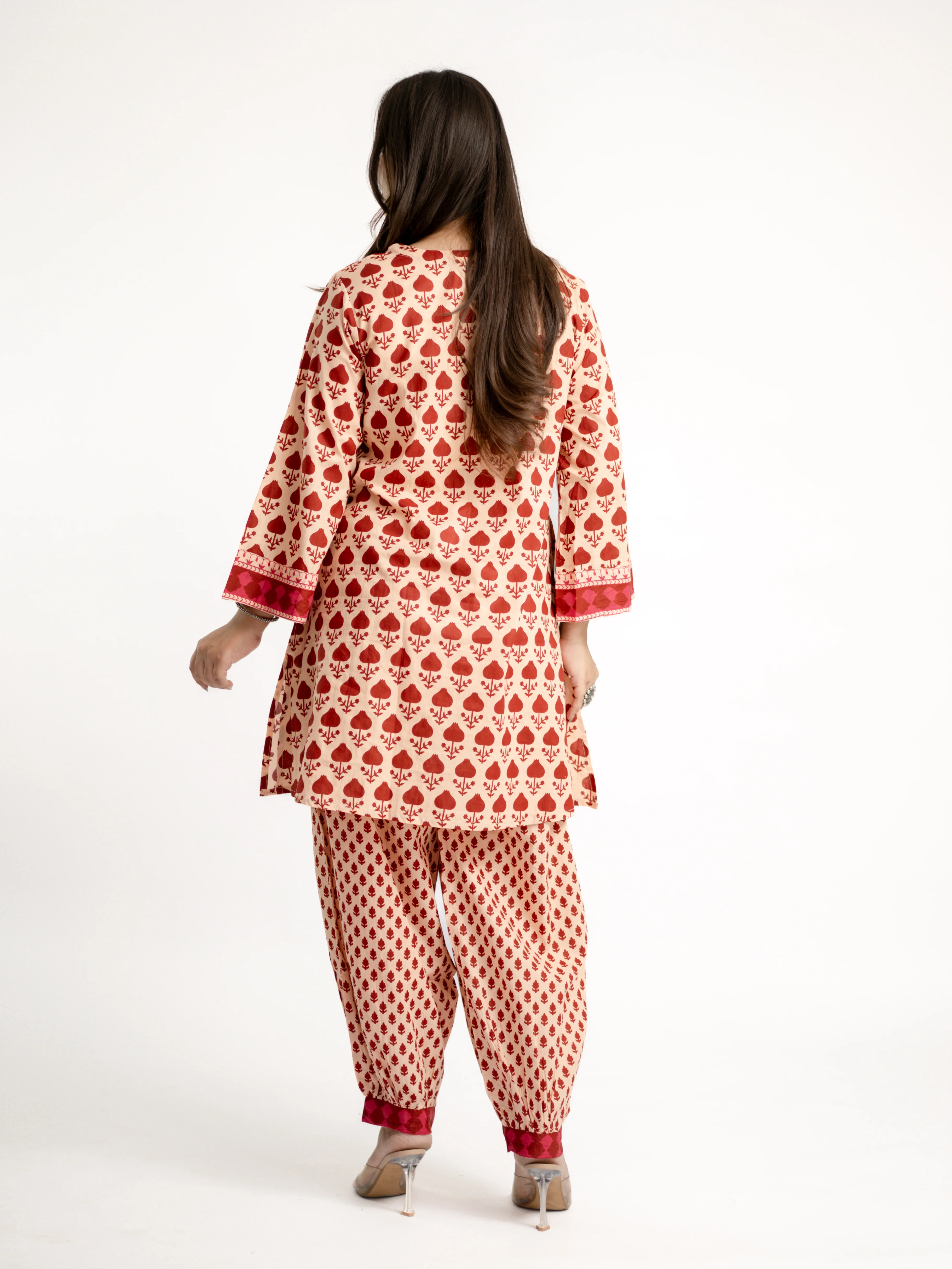 Gul Red Cotton Handblock Coord Set - Image 7