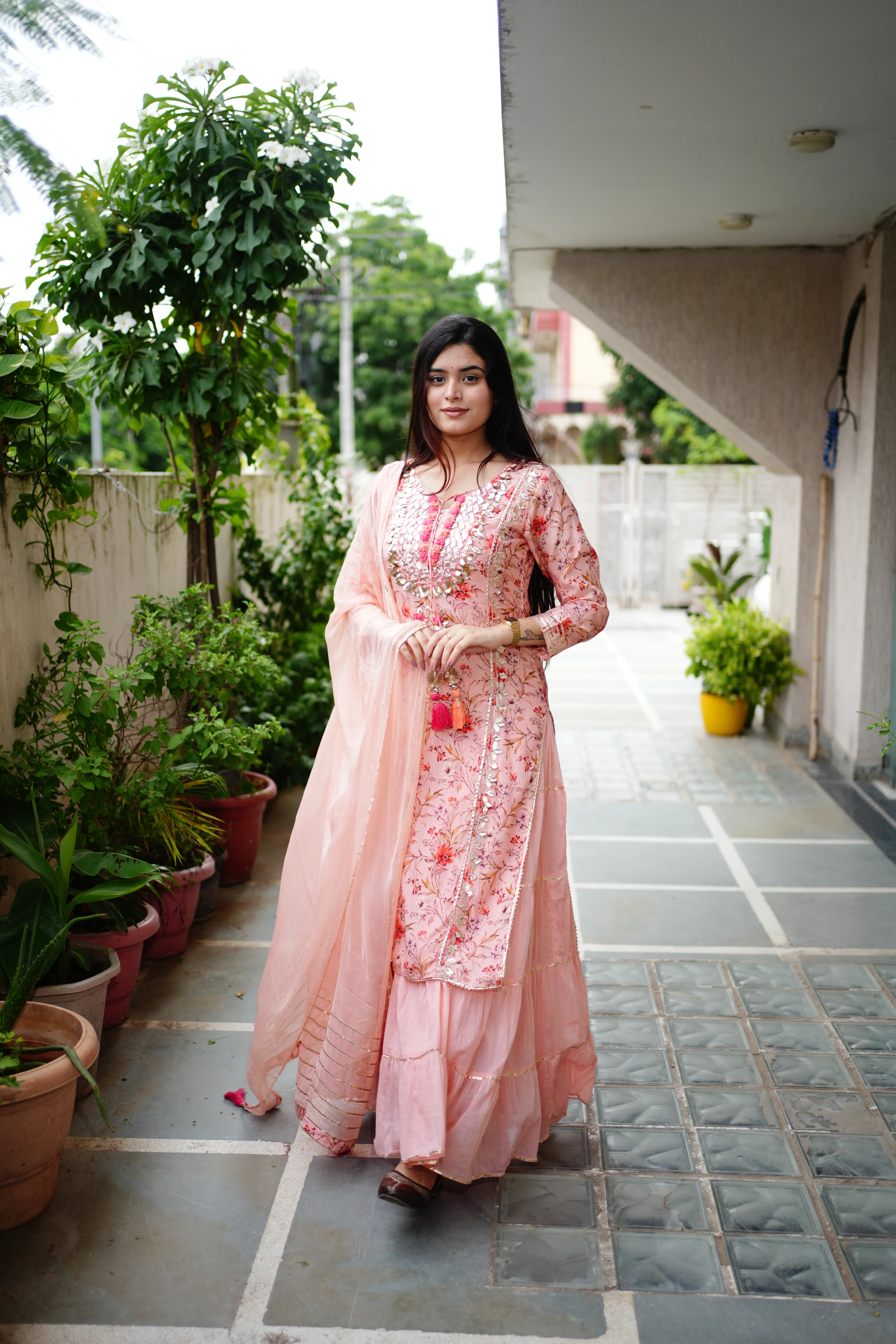 Reem Floral Indian One Piece Dupatta Set - Image 5