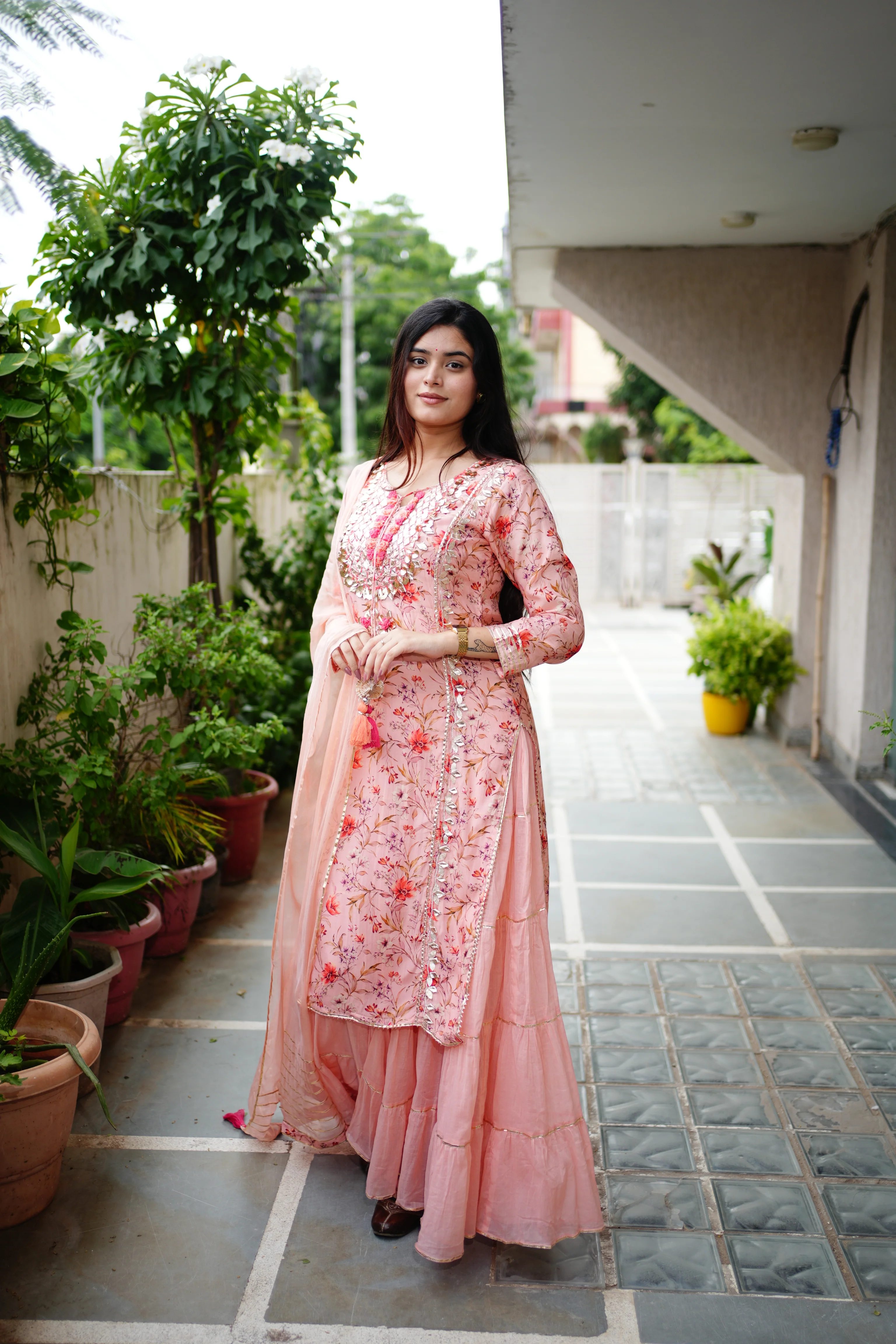 Reem Floral Indian One Piece Dupatta Set - Image 8