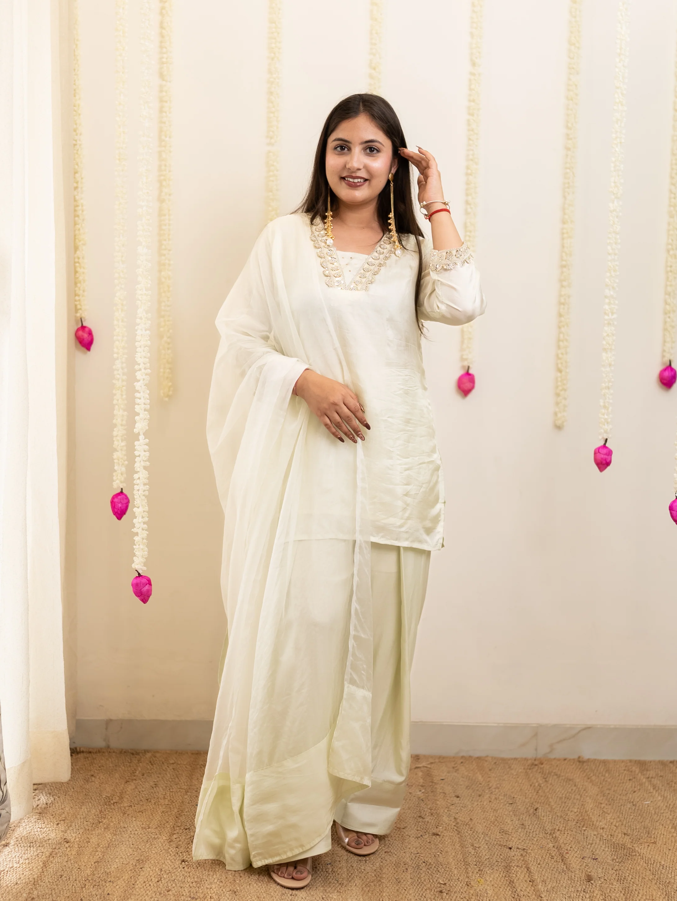 Ruba Offwhite Premium Crepe HandDetailed Farshi Suit - Image 4