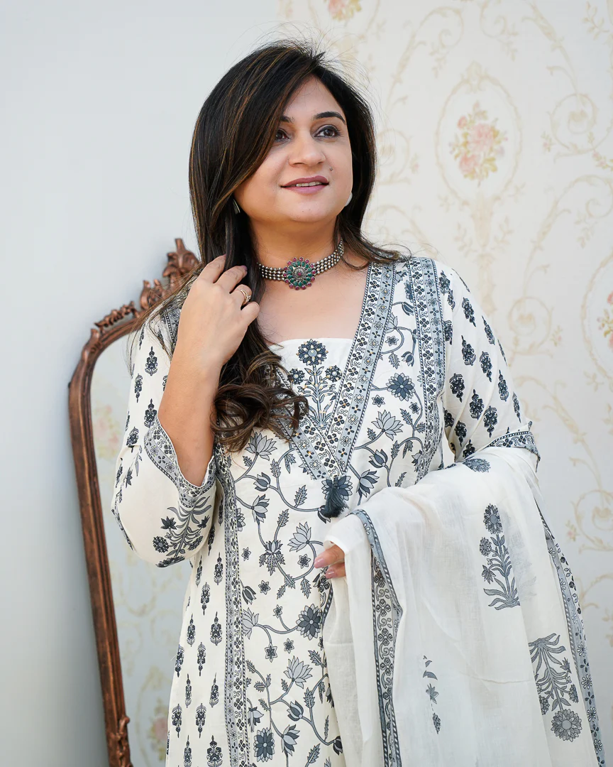 Ruhi Cotton Embroidered A-line Divider set - Image 11